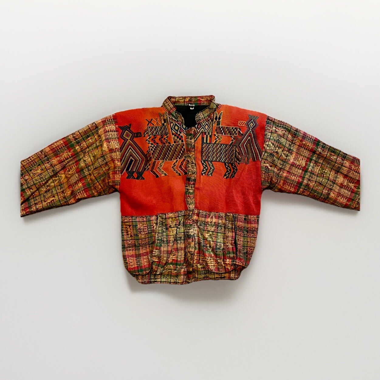 Latin’s Hand Vintage Woven Guatemaia Style Jacket Beautiful W/ Animals Adult M