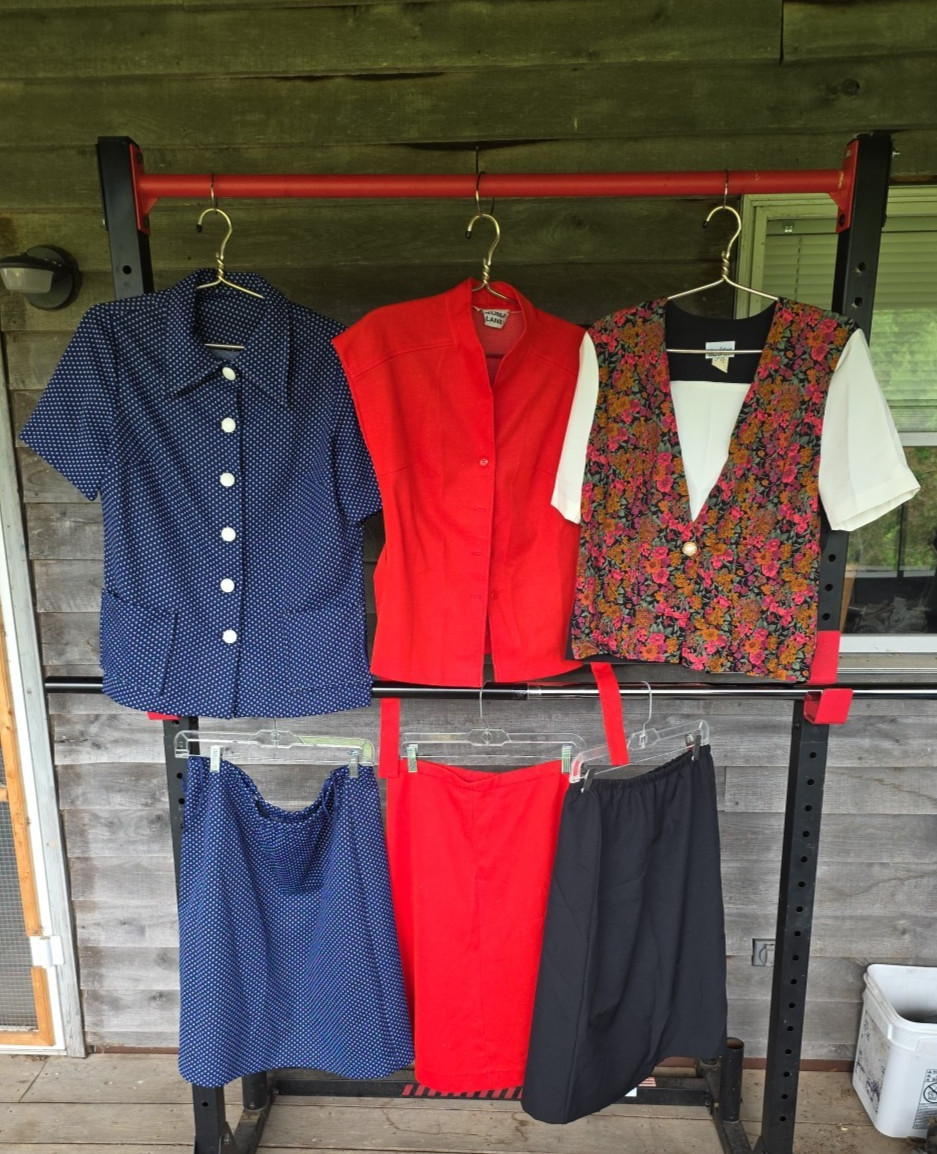 Vintage Skirt Suit Lot of 3 Poly Secretary Teacher Dress Mod 70s 80s