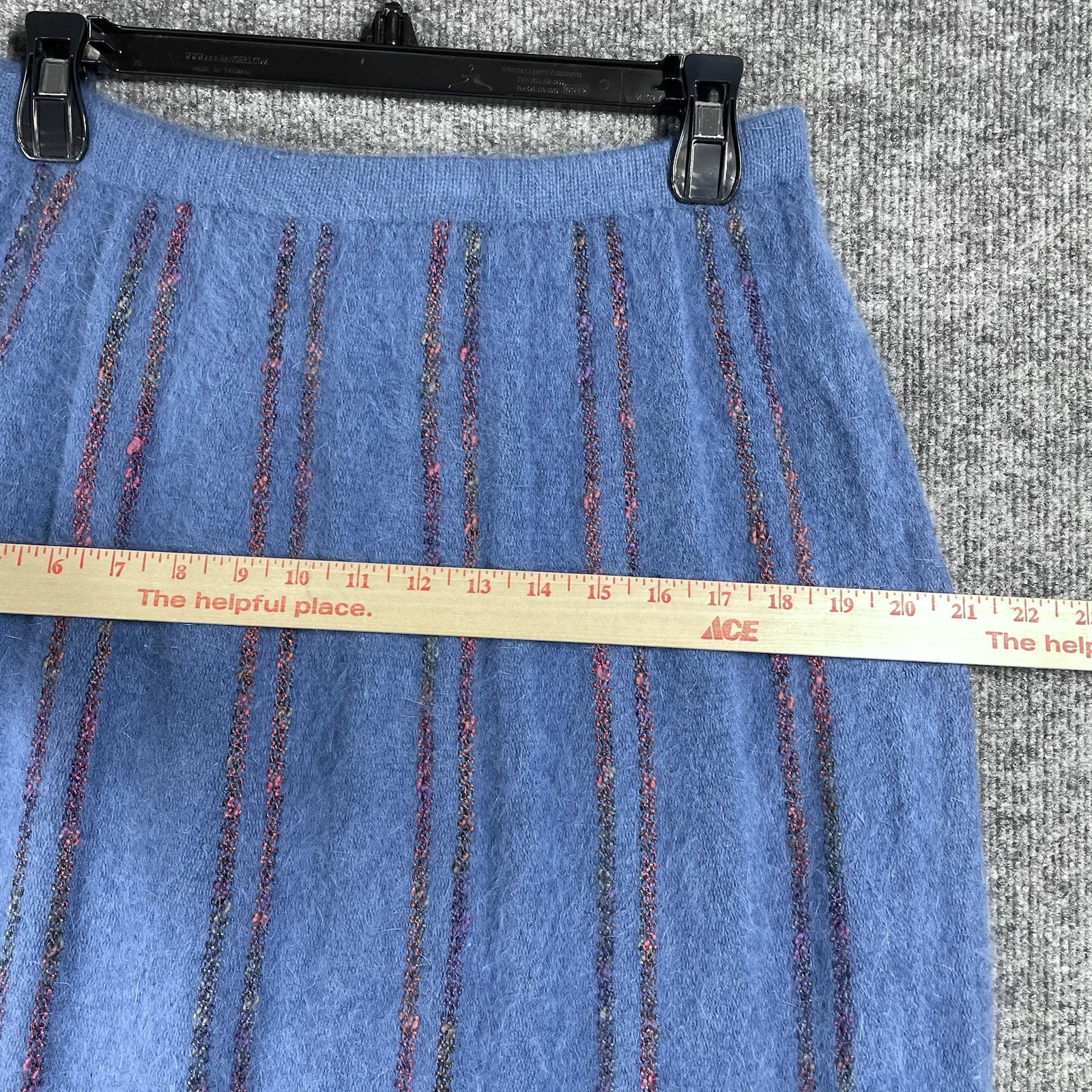 VINTAGE 80s Jessica Knits 100% Angora Sweater Skirt Set Suit Womens S Blue Fuzzy