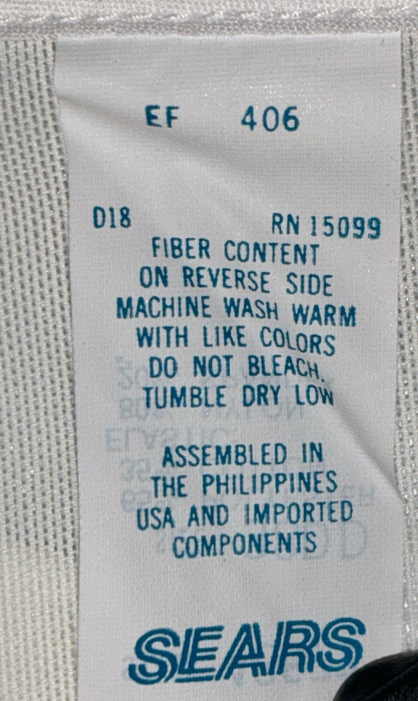 Vintage Sears Longline Bra 38DD Style 48677 White Cotton/Poly Ribs