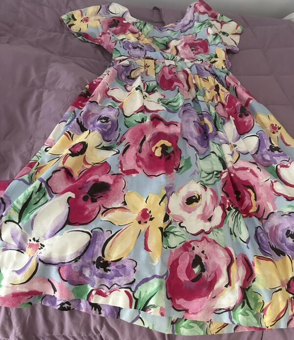 Vintage LANZ Ladies Dress Size 14 Floral Print 100% Cotton
