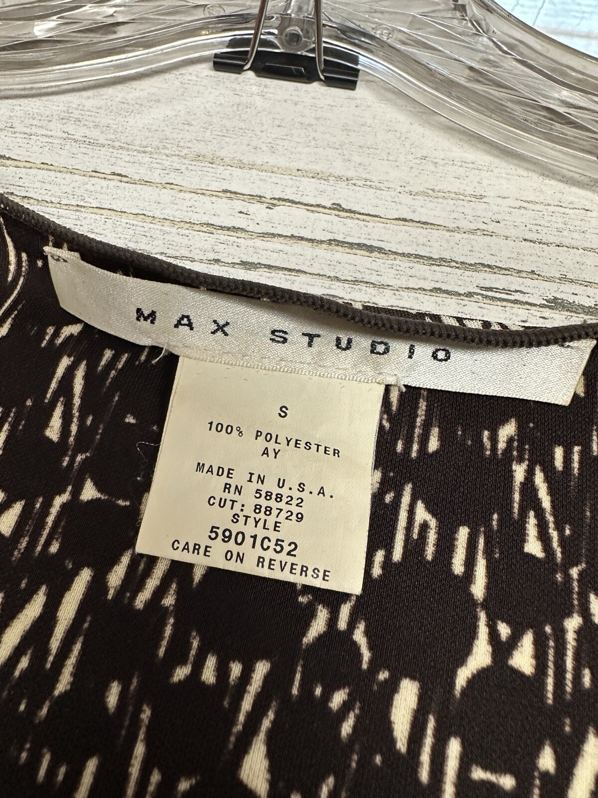 Vintage 90s Max Studio Womens Small Drop Waist Brown Pattern Dress Y2K RomCom