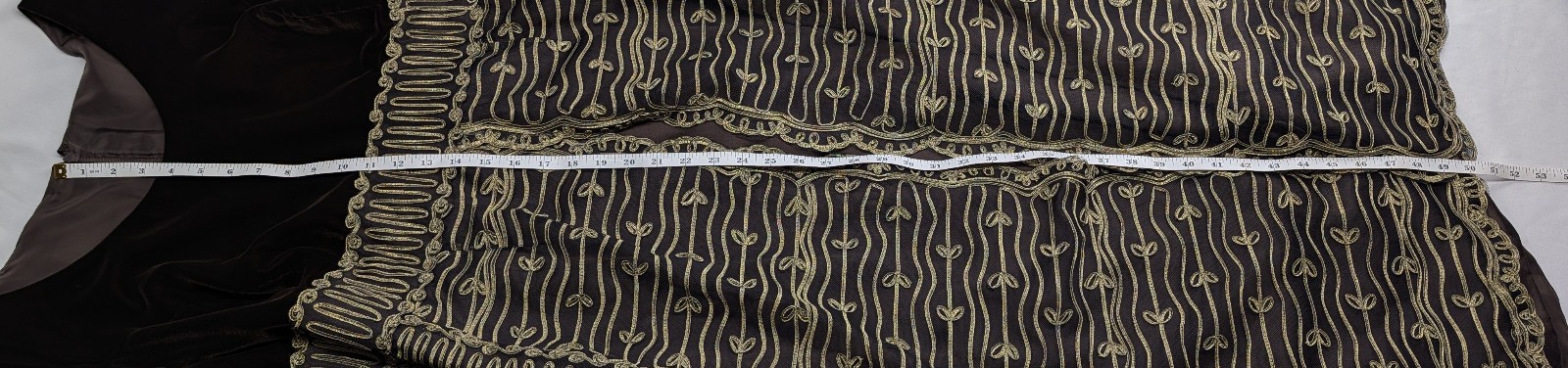 Couture Premier Gown Womens Extra Large Velvet Embroidered Brown Gold Vintage