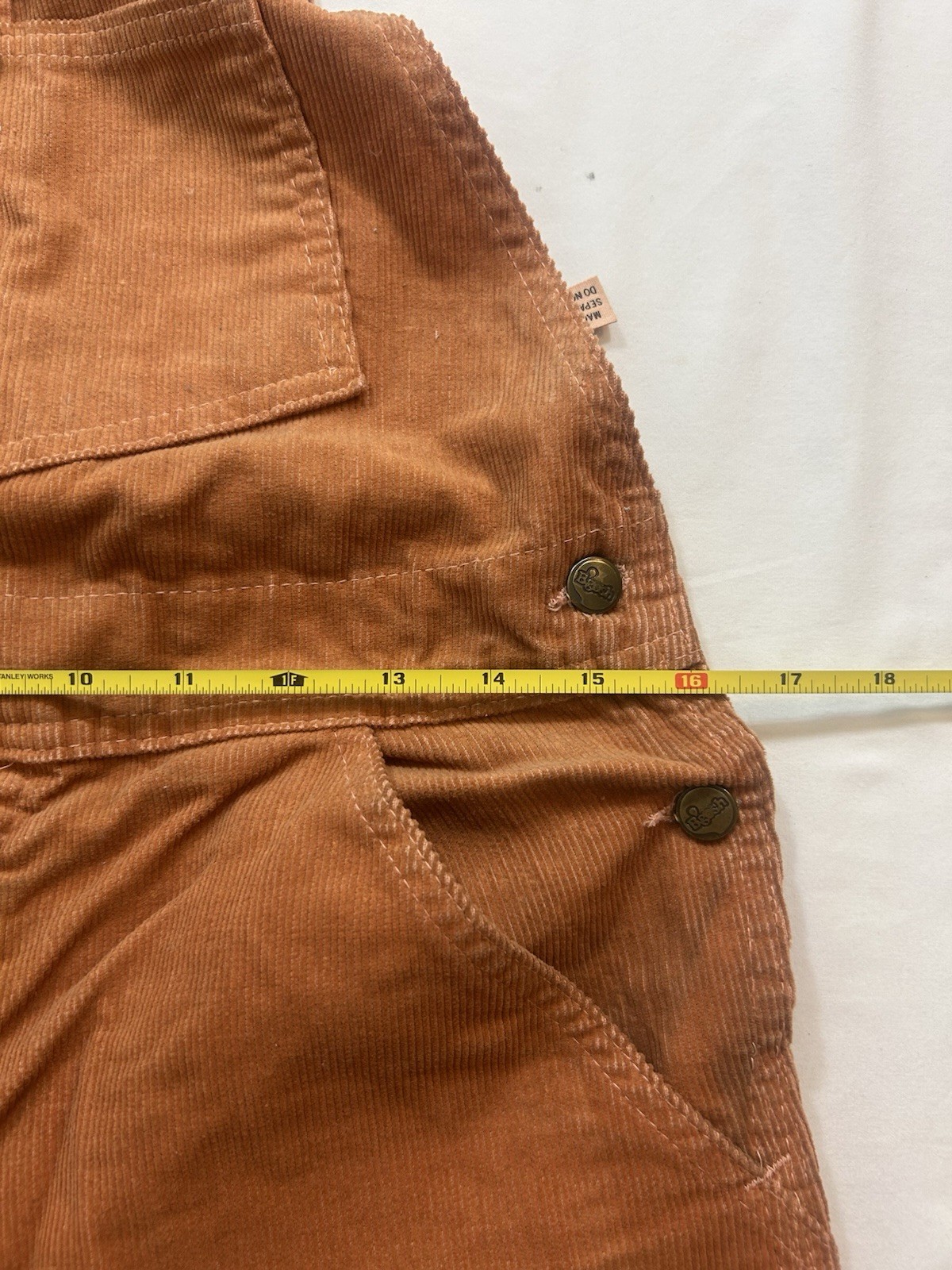 1970s Oshkosh Bgosh Vintage Corduroy Flared Vestbak Overalls 32×34 Rare USA