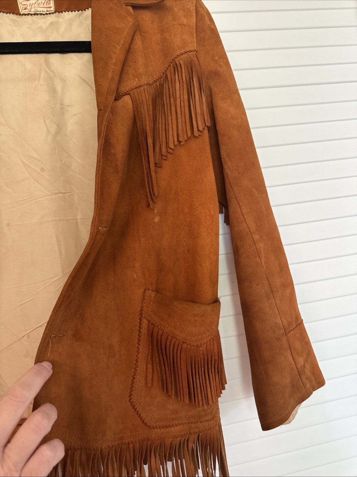 Vintage 1960s Sylvia Mexico Suede Fringe Jacket Boho Western See Description
