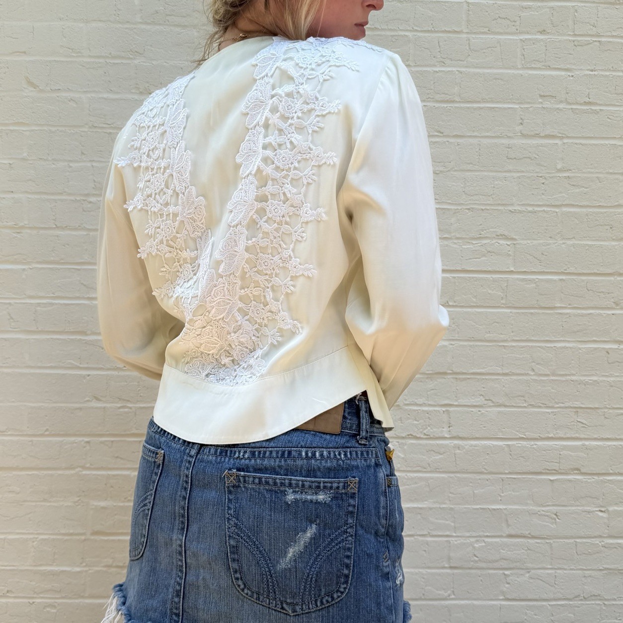 Vintage 90’s ivory lace silky cardigan