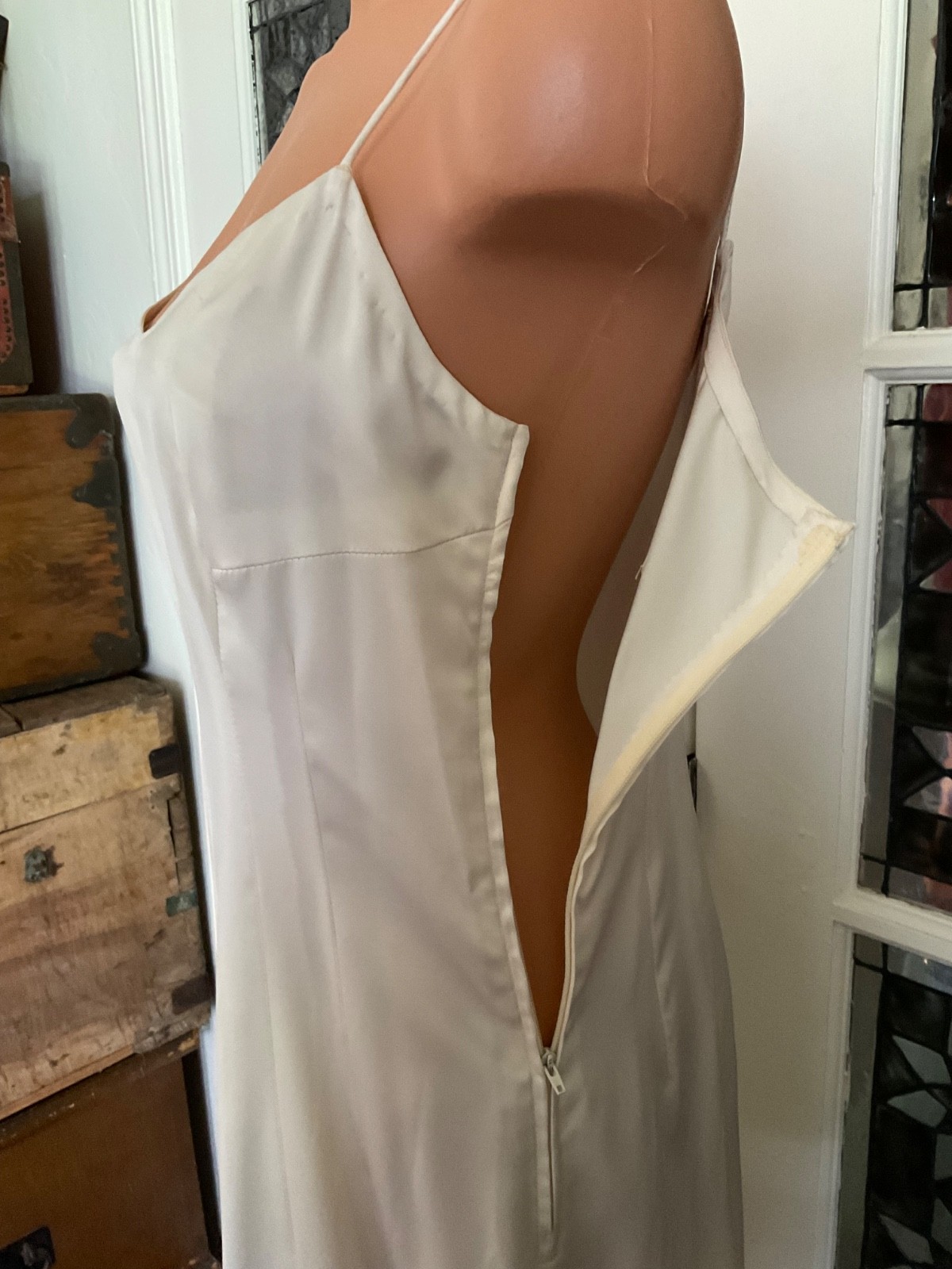 Vtg. Wedding Dress with Slip Victorian Boho Cottagecore Fairycore Small Train
