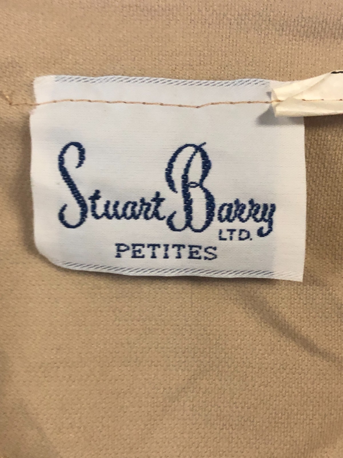 Vintage 80s Stuart Barry Petites Beige Knit Size 8 Dress 3/4 Sleeve NOS