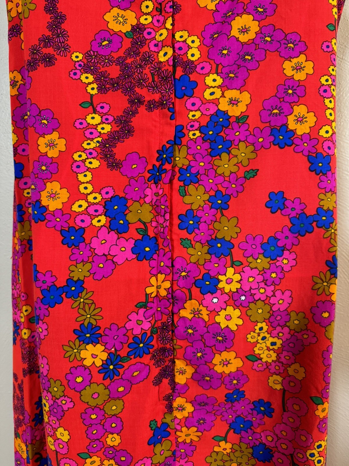 1960s Vtg Royal Hawaiian Red Orange Floral Sleeveless Shift Dress Size 6 Groovy