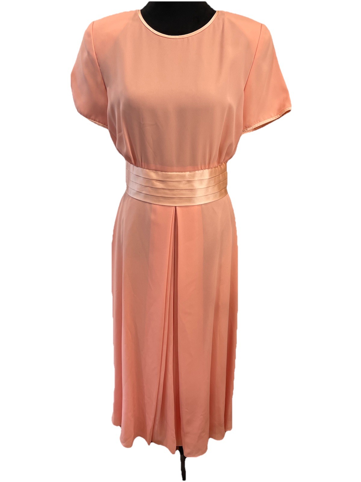 Talbots Peachy Pink Vintage 1990s Crepe Ladies Dress Size 8 Detachable Silk Bow