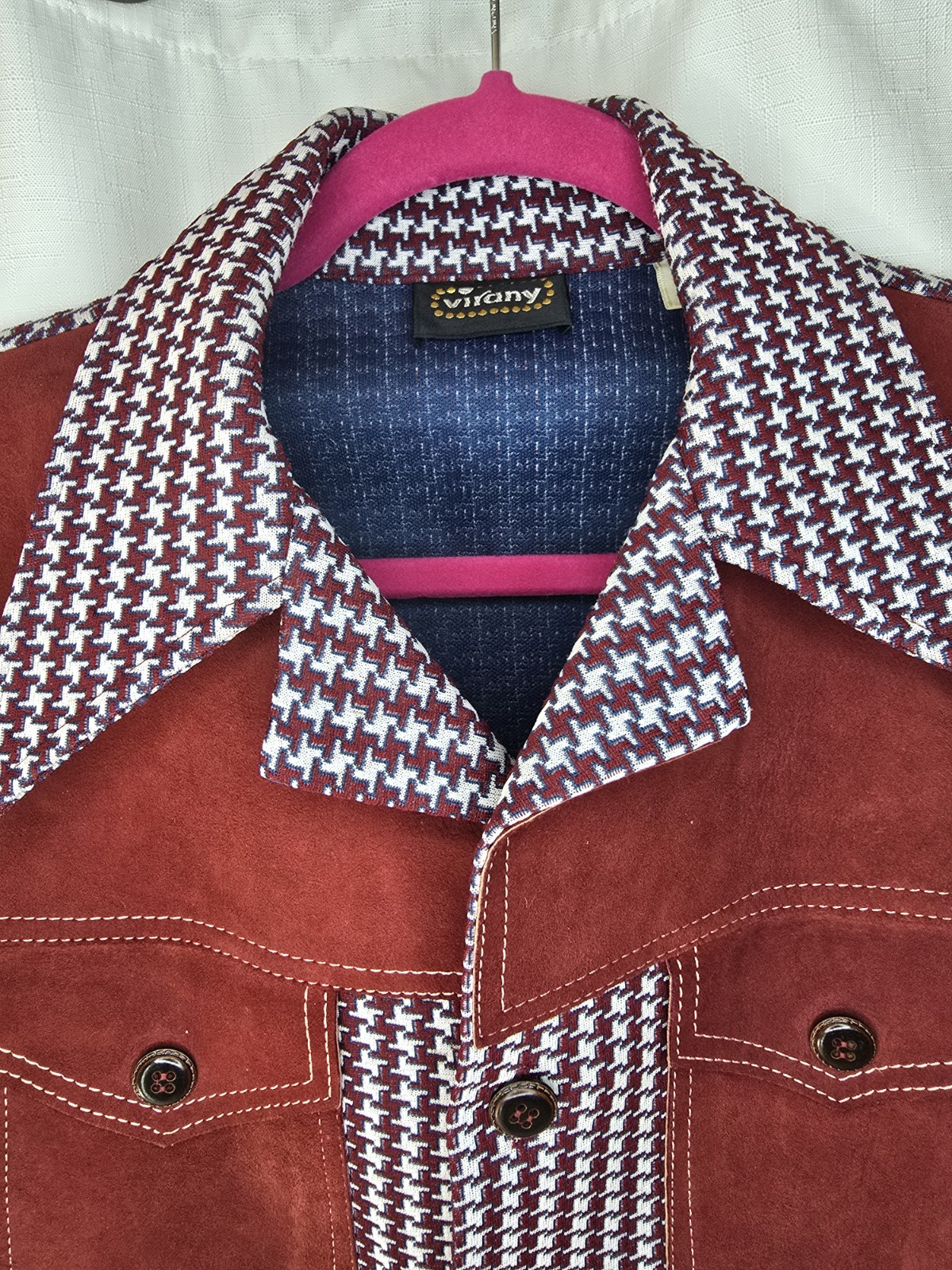 Vintage Virany Suede and Houndstooth Mid-century Outerwear Jacket. Women’s