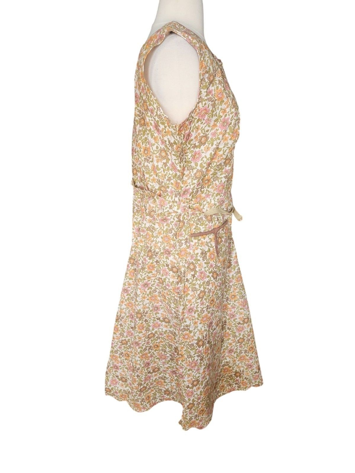 Top Mode Twee Vintage 50s Ditsy Print Midi Dress Women’s Modern Size 12 Modest