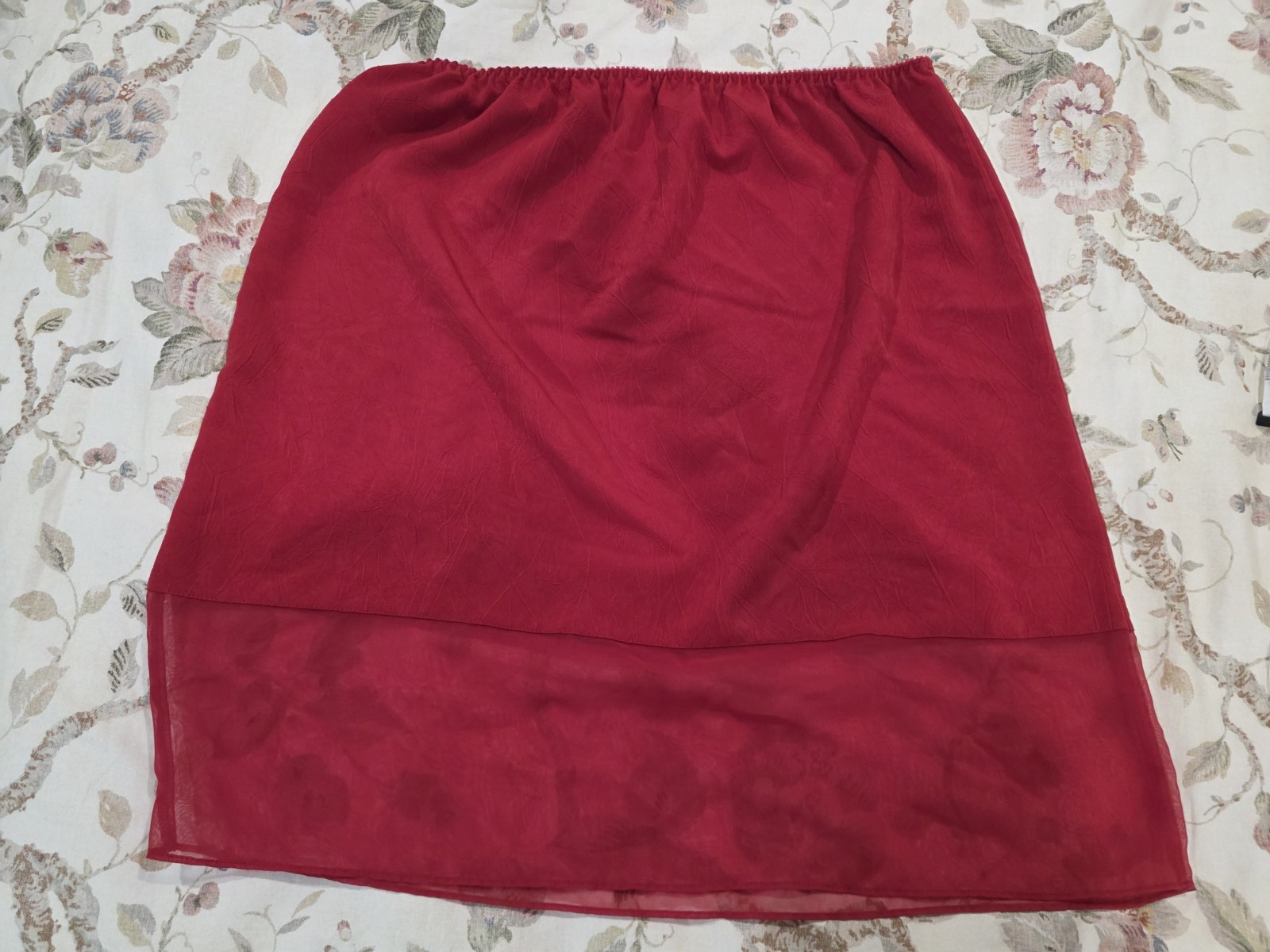 Vintage Vanity Fair Red Camisole Slip Skirt 2 Piece Set Sheer Trim Sz 38 Medium