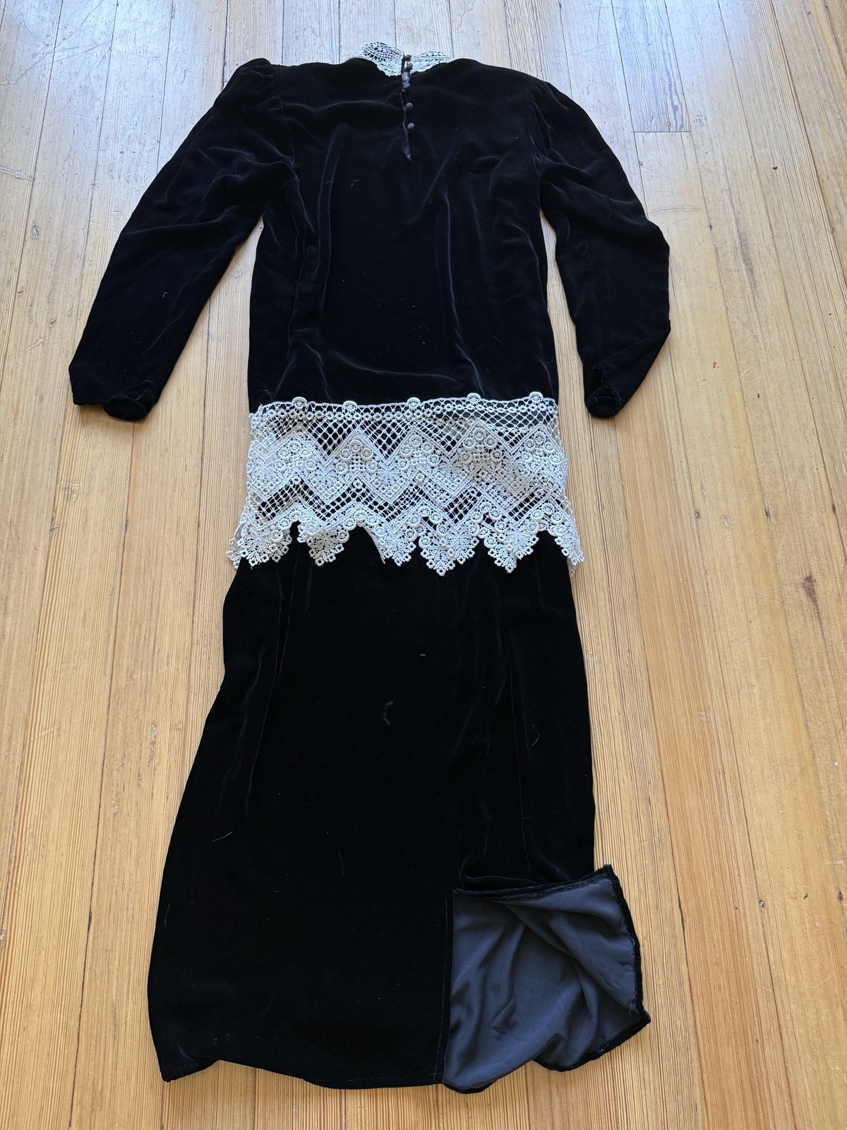 Vintage Jessica McClintock 2 Piece Black Lace Dress