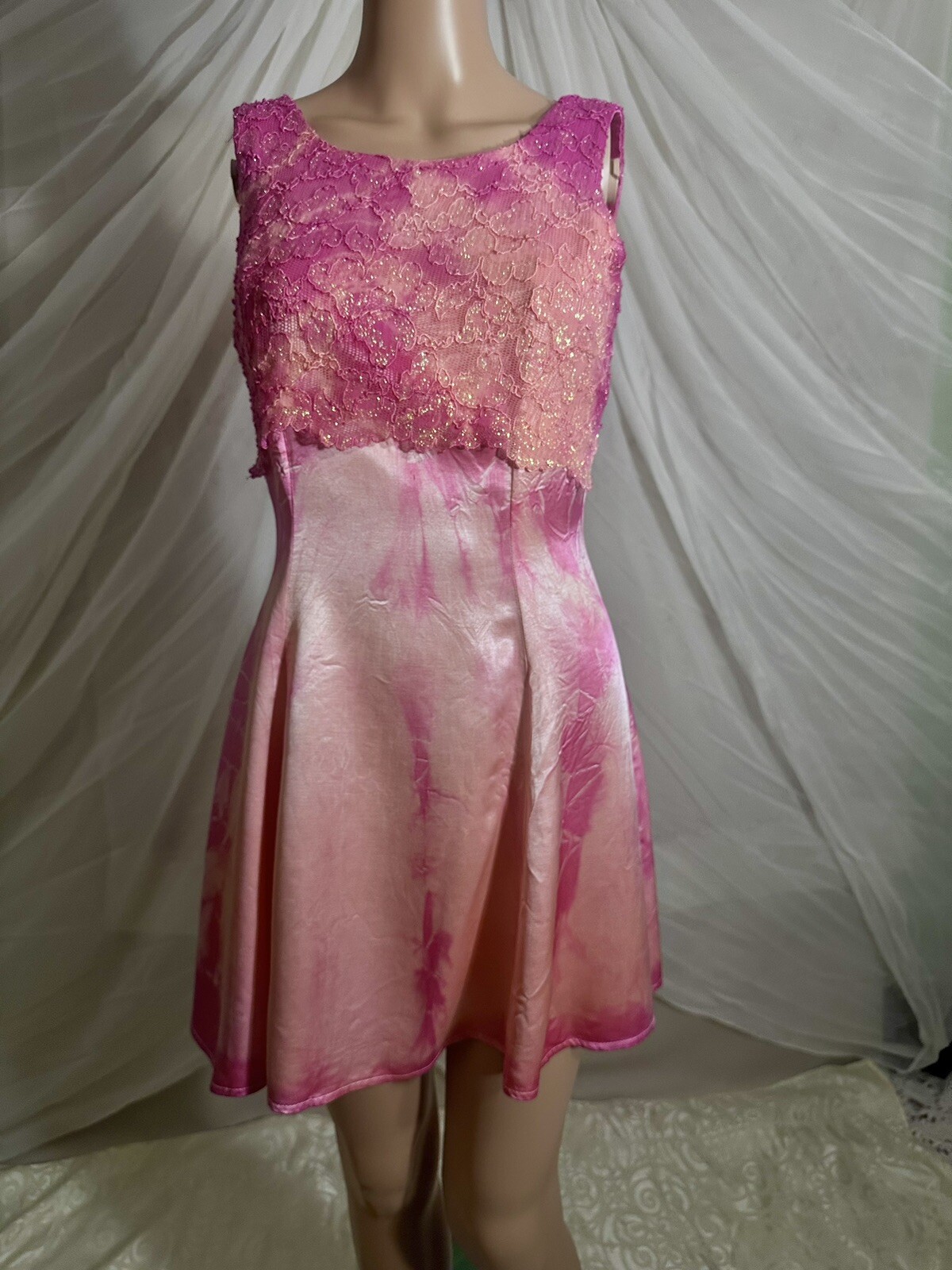 Gorgeous Tie Dyed Sunset Pink & Orange 90s Roberta Fit & Flair Dress Size 5