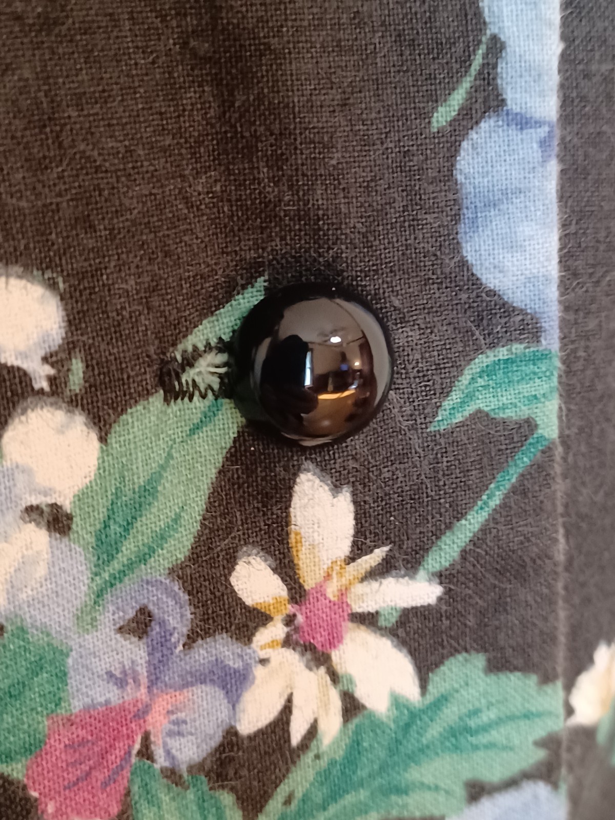 Vintage 1980s Carriage Court Black Floral Puff Sleeve Cottagecore Tea Dress