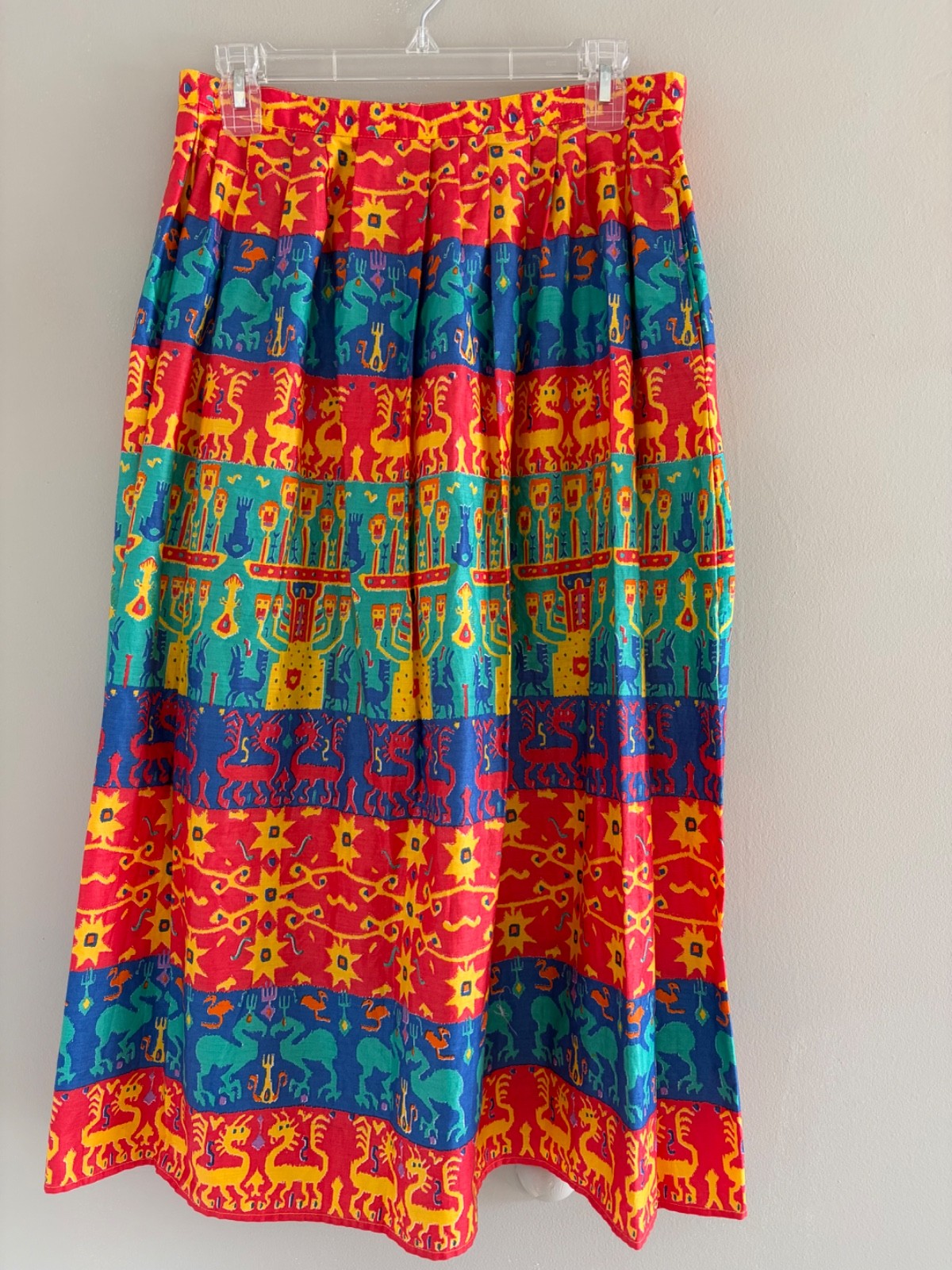 Vintage 1970’s Claude 100% Cotton Boho Made in Brazil Midi Skirt, Multi 14