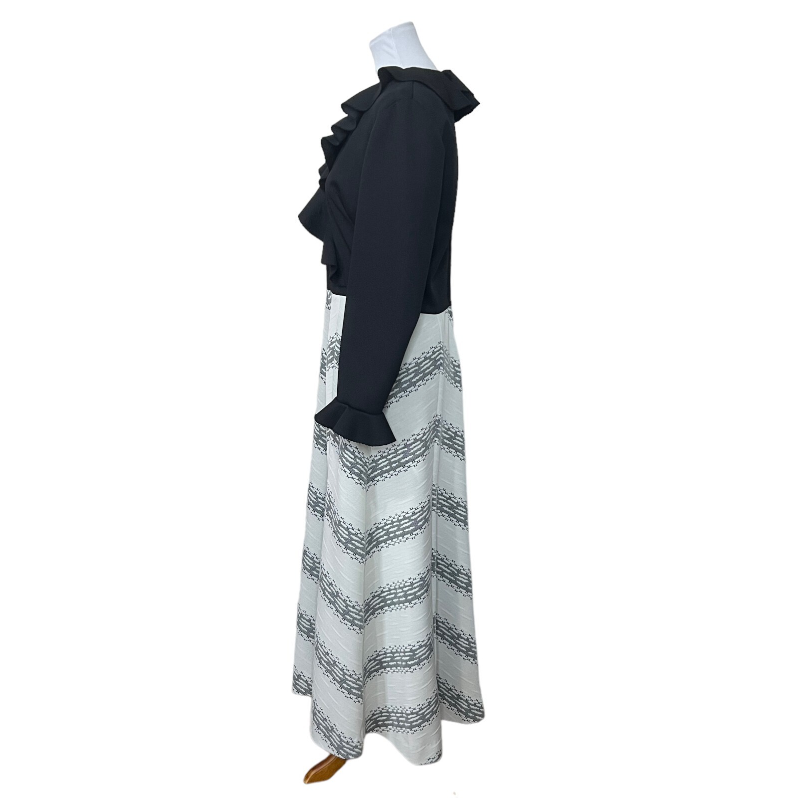 Vintage 60s Alfred Werber polyester Double knit maxi dress with Shawl Collar S/M