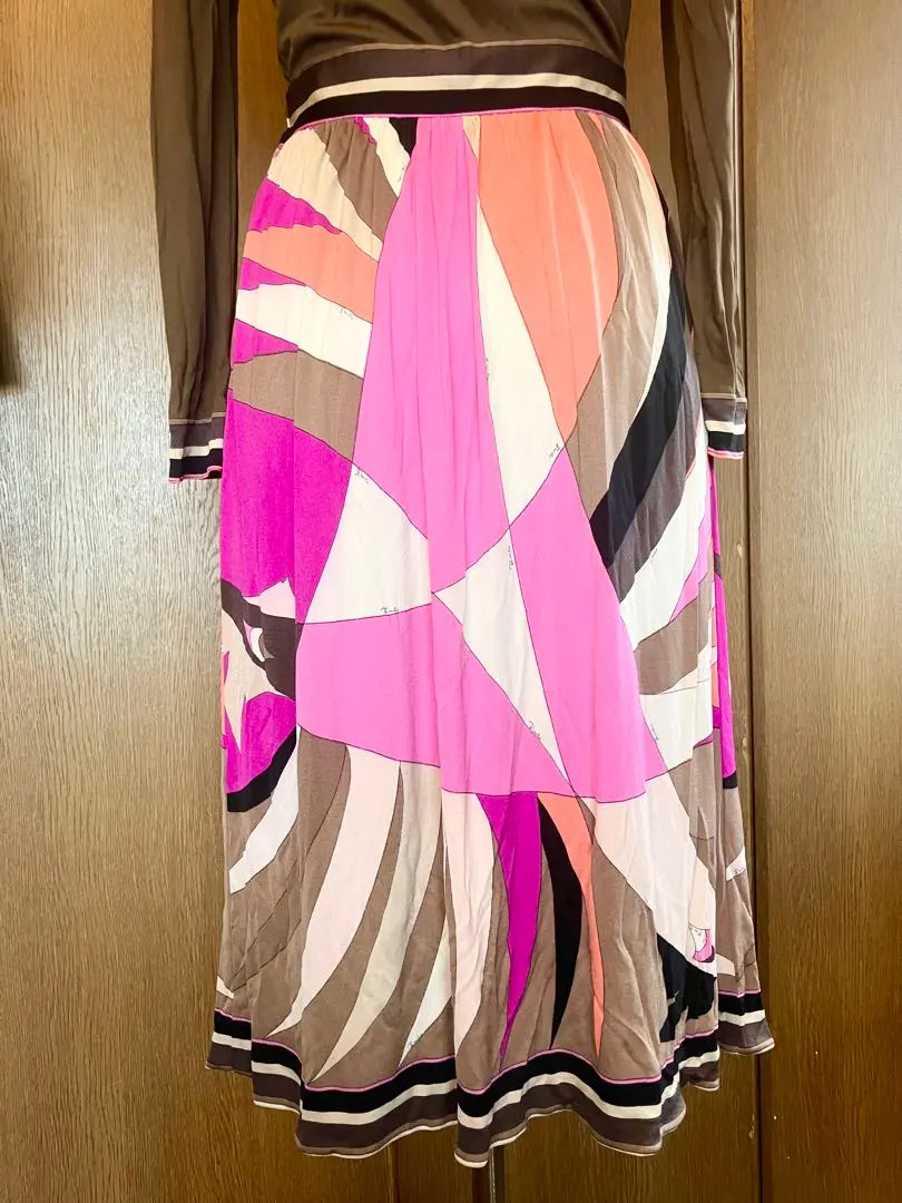 EMILIO PUCCI Silk Jersey Dress Iconic Print Size S 1960s VINTAGE Italy used