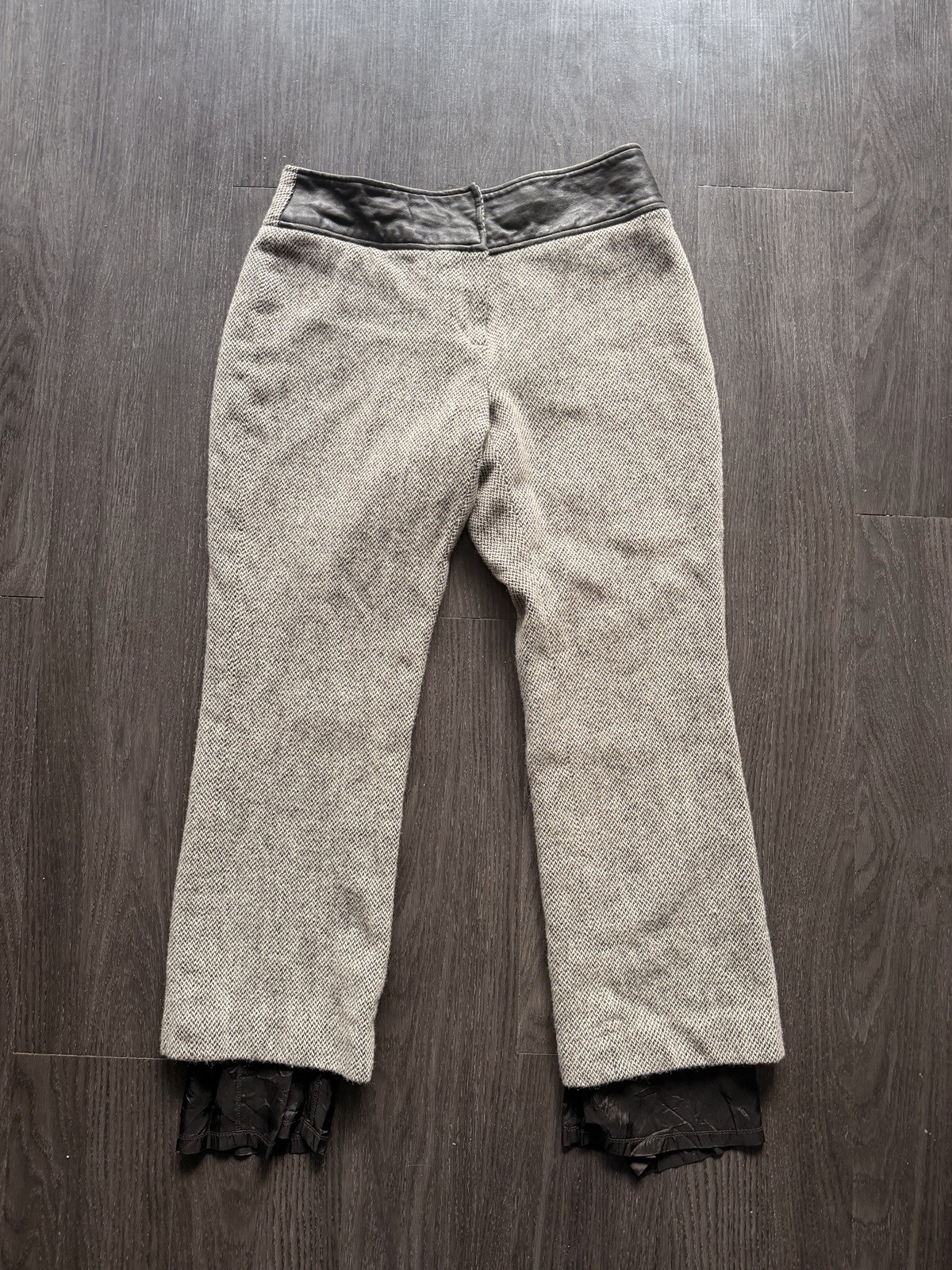 Vintage Willi Smith Made in Italy 100% Wool Leather Trim Tweed Pants 4