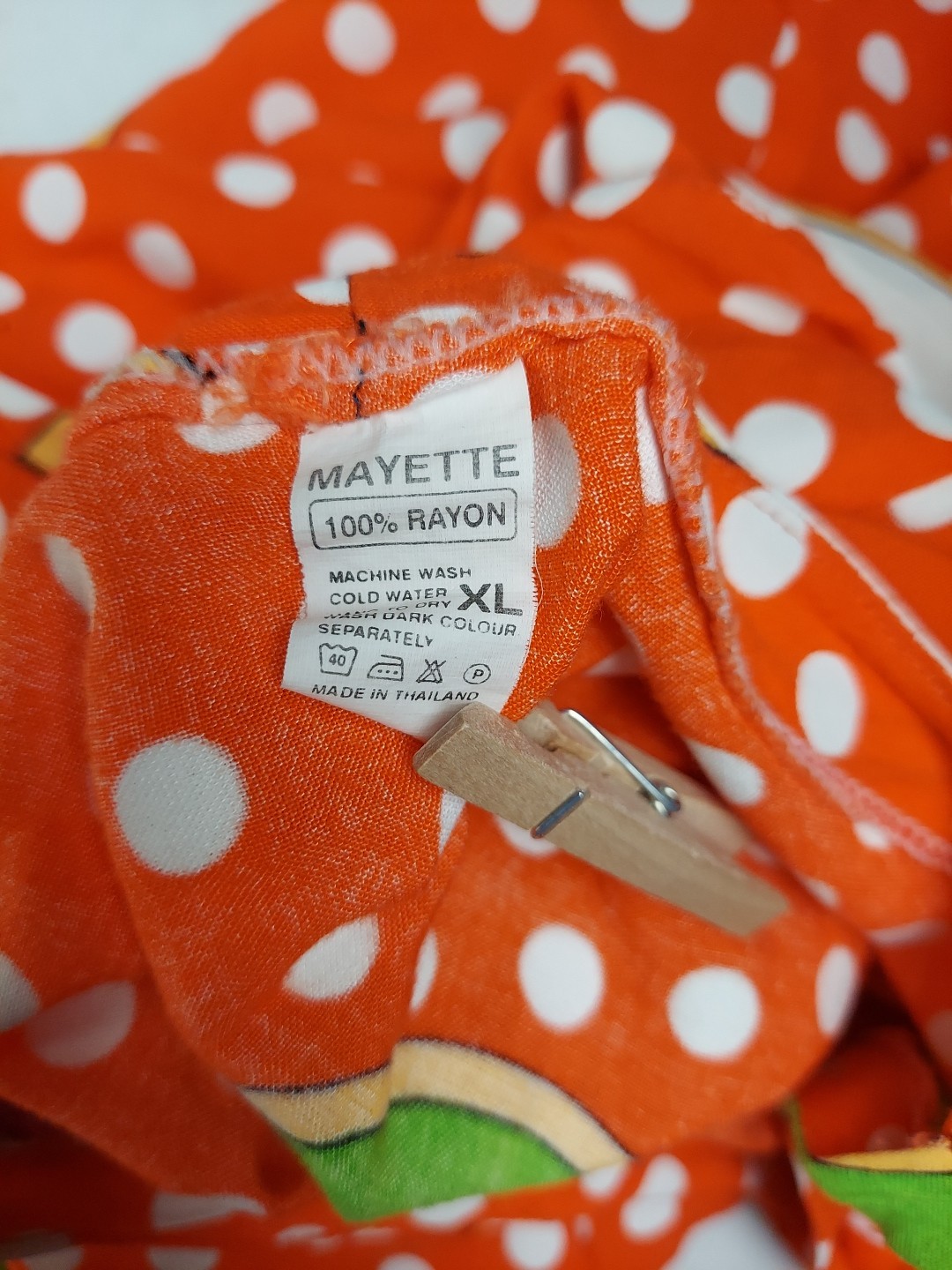 Vintage 60’s Mayette Dress Womens Large Orange Polka Dots Pockets hippie