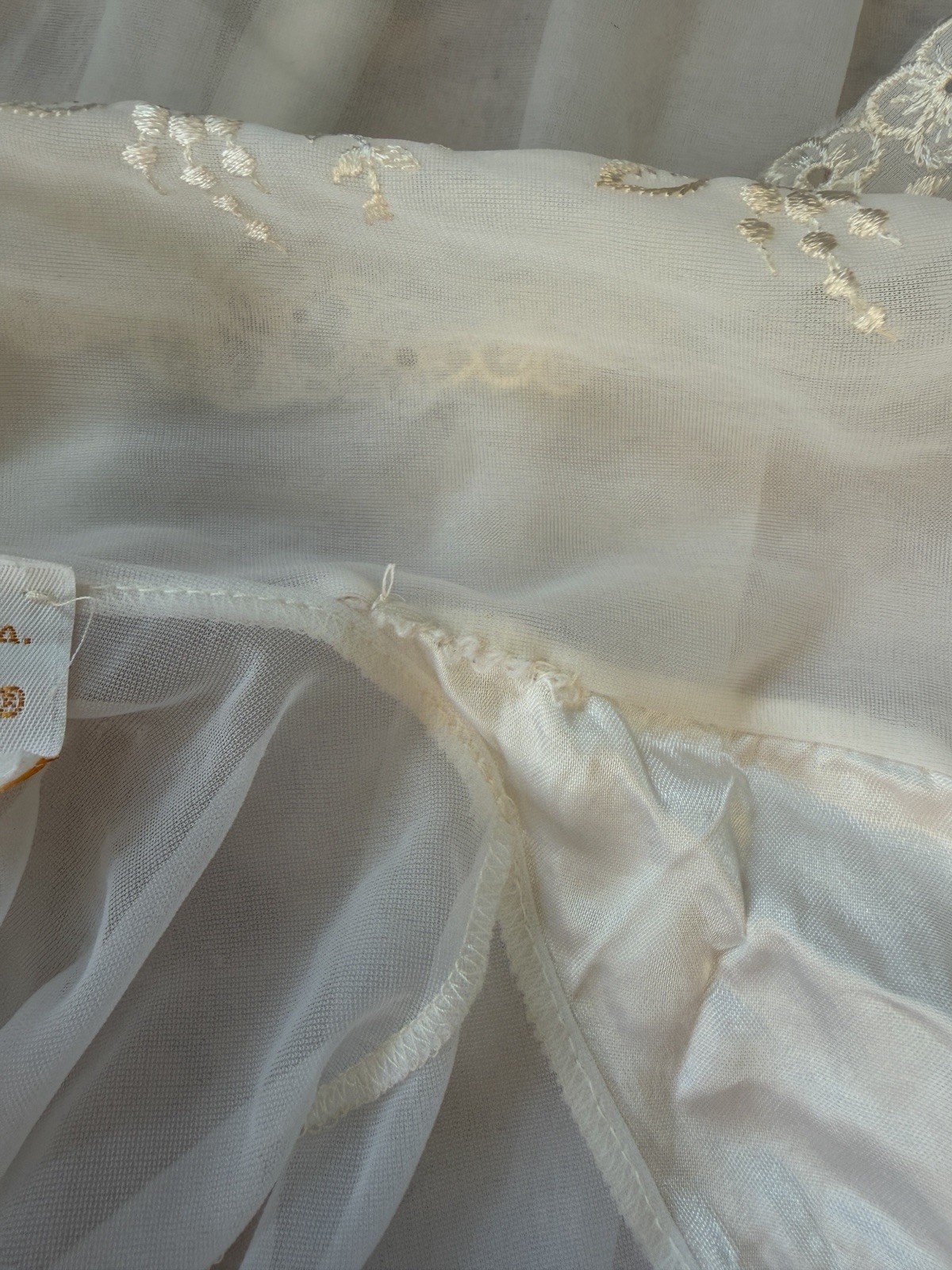 Vtg Val Mode Peignoir Gown Robe Lingerie Sheer Chiffon Lace S/M Delicate