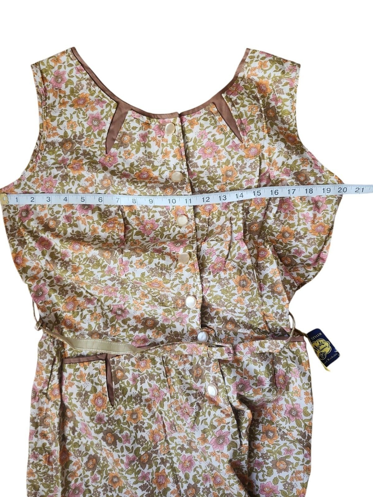 Top Mode Twee Vintage 50s Ditsy Print Midi Dress Women’s Modern Size 12 Modest