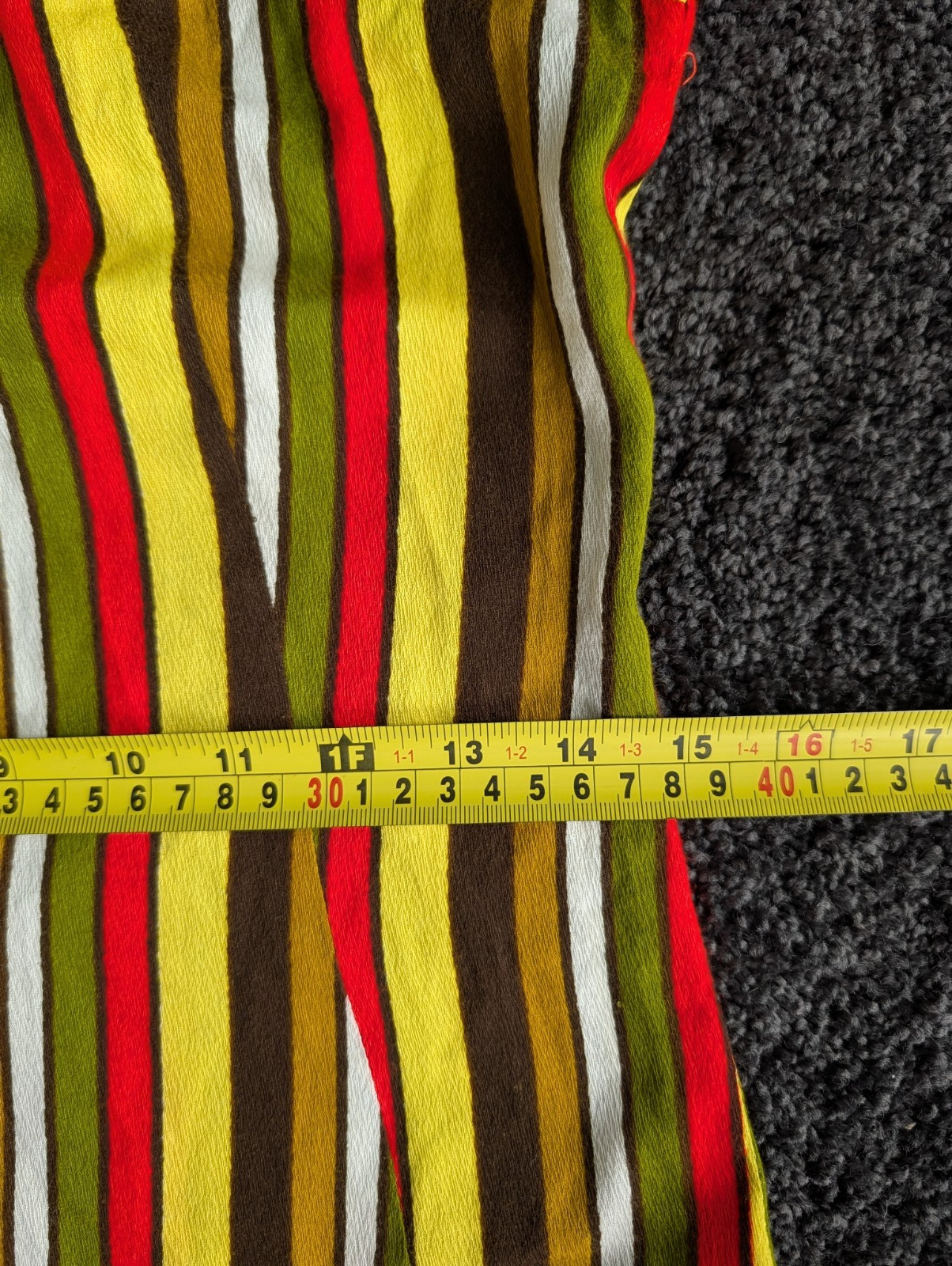 Vtg 60s 70s Groovy Striped Mini Dress Sz S/M Drop Waist Ruffle Hem Barkcloth Mod