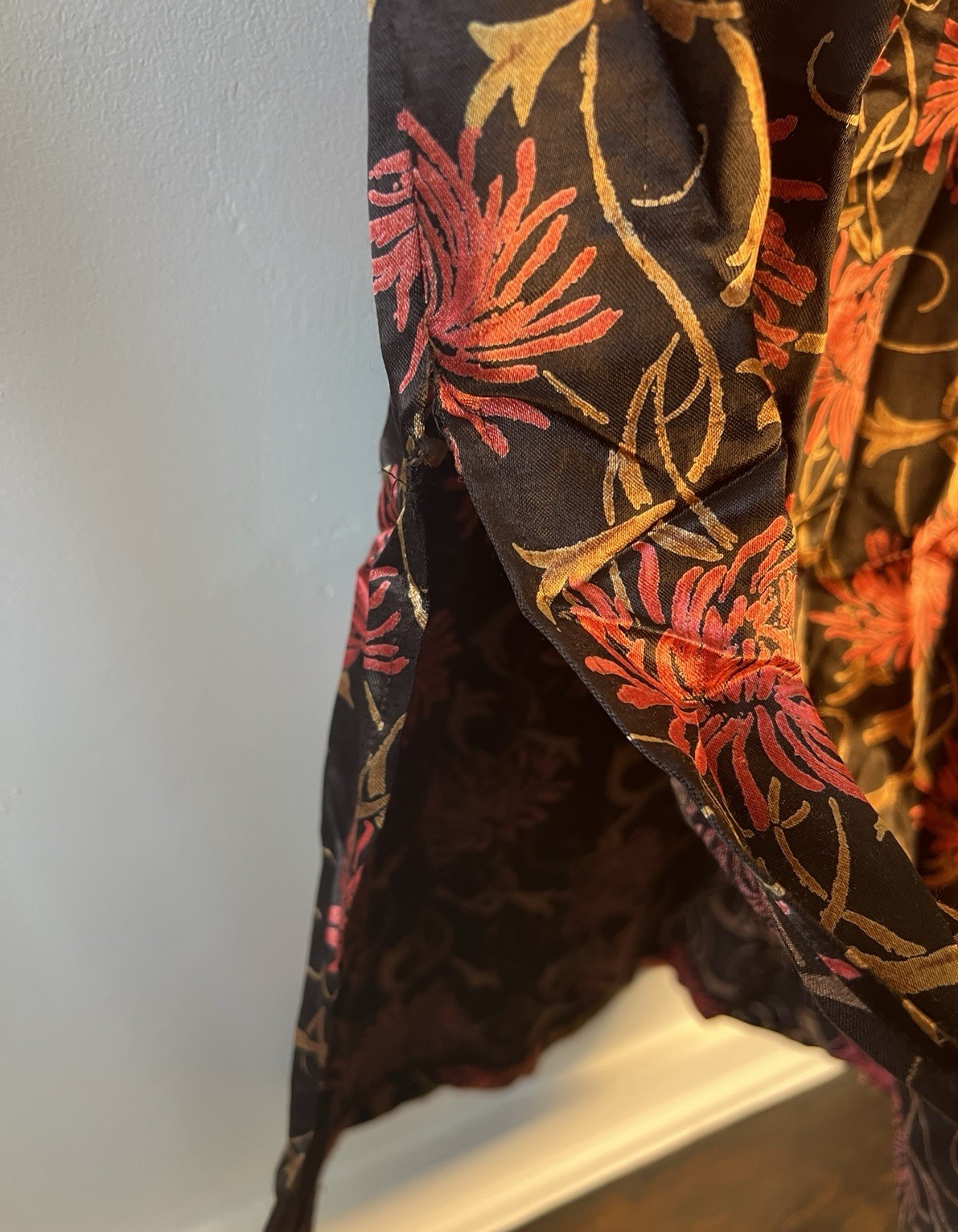 Vtg 90s Saint Tropez West Maxi Floral Dress Women 14 Side Slit Artsy Unique