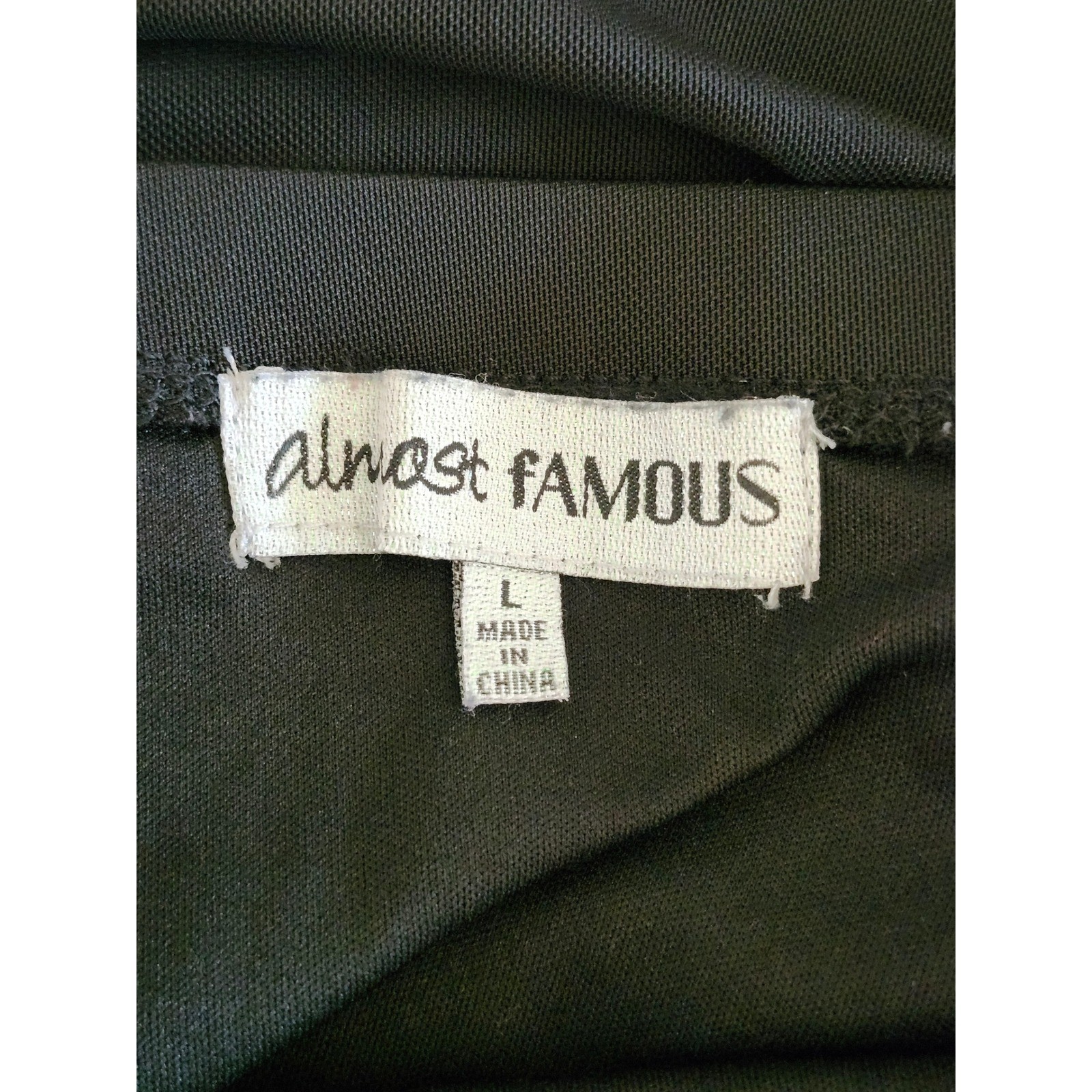 Almost Famous Black Handkerchief Hem Ruched Midi Dress Size Large Goth Y2K