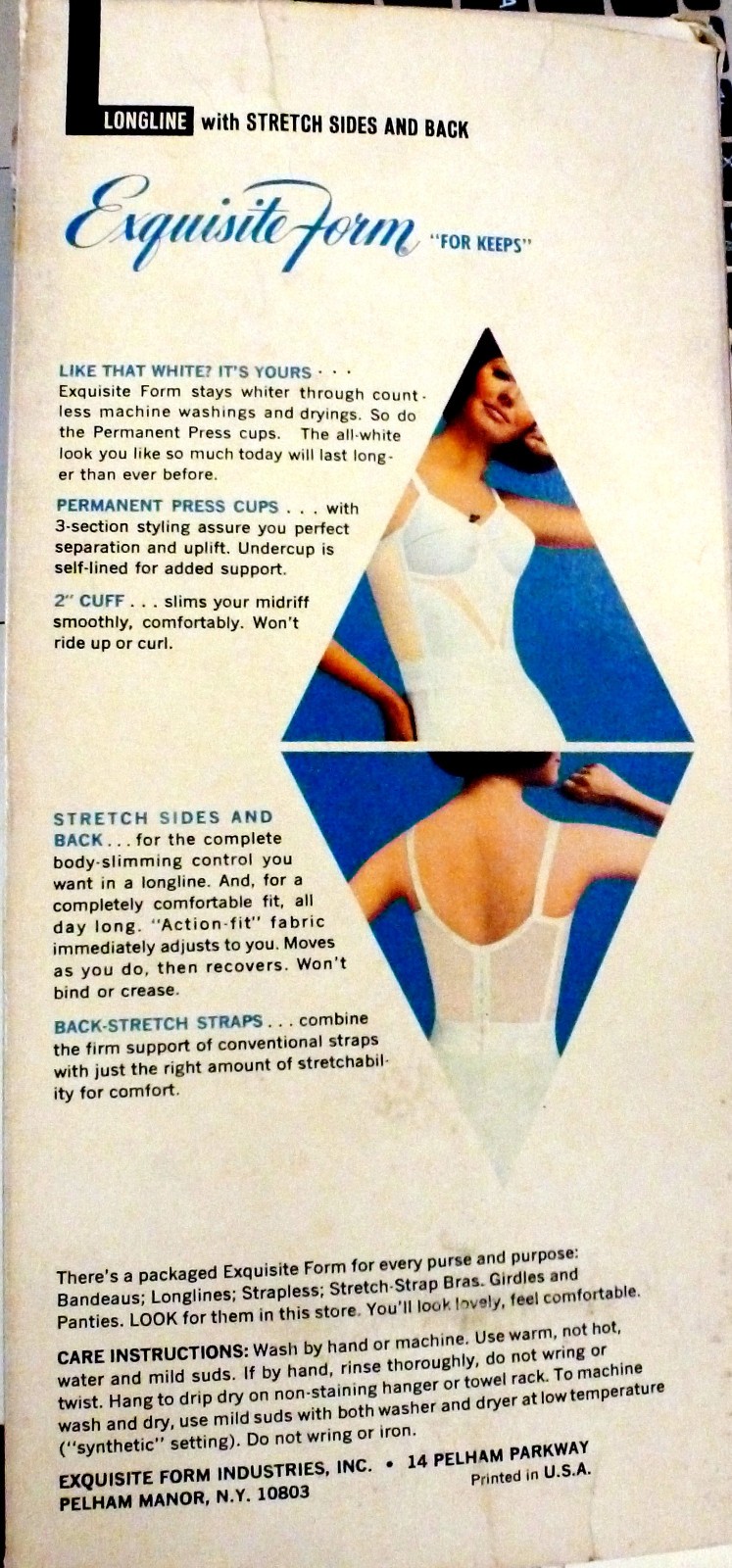 EXQUISITE FORM “FOR KEEPS” VINTAGE WHITE LONGLINE WIREFREE BRA 40D NWT P7367