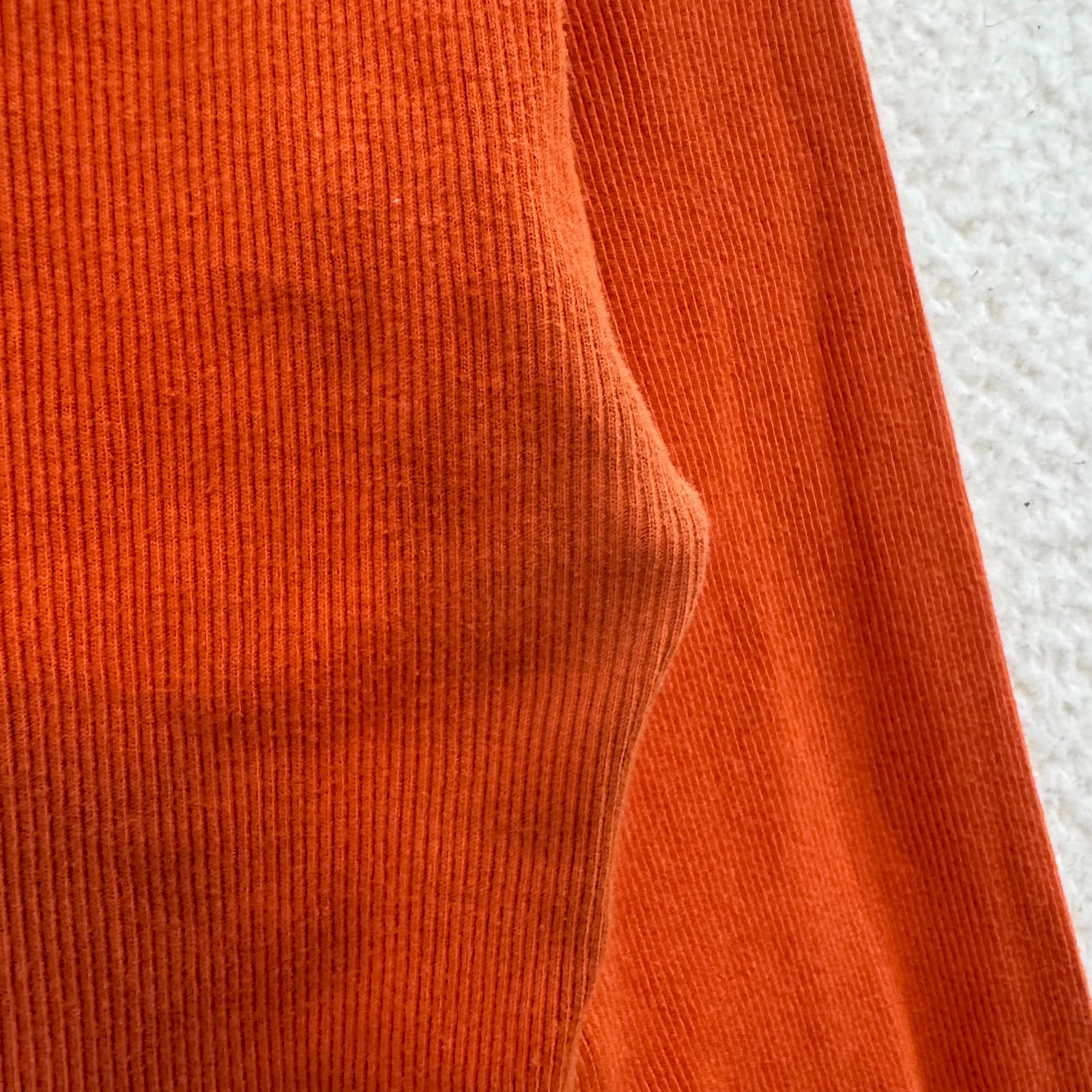 90s Vintage Abercrombie Long Sleeve Top Shirt Medium Orange Rib Knit Boho Fairy