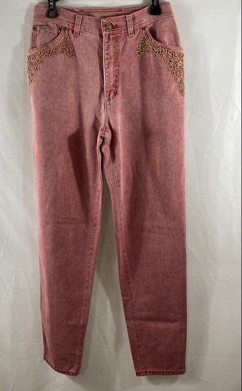 Vintage 90s Escada Margaretha Ley Women’s Pink Gold Embroidered Jeans Sz 40 (28)