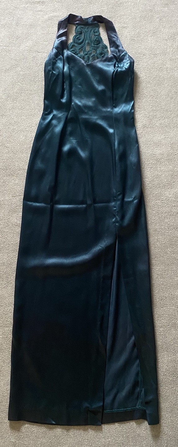 Vintage Gunne Sax Jessica McClintock Green Lace Satin Slip Dress Sz 5/6 Fairy
