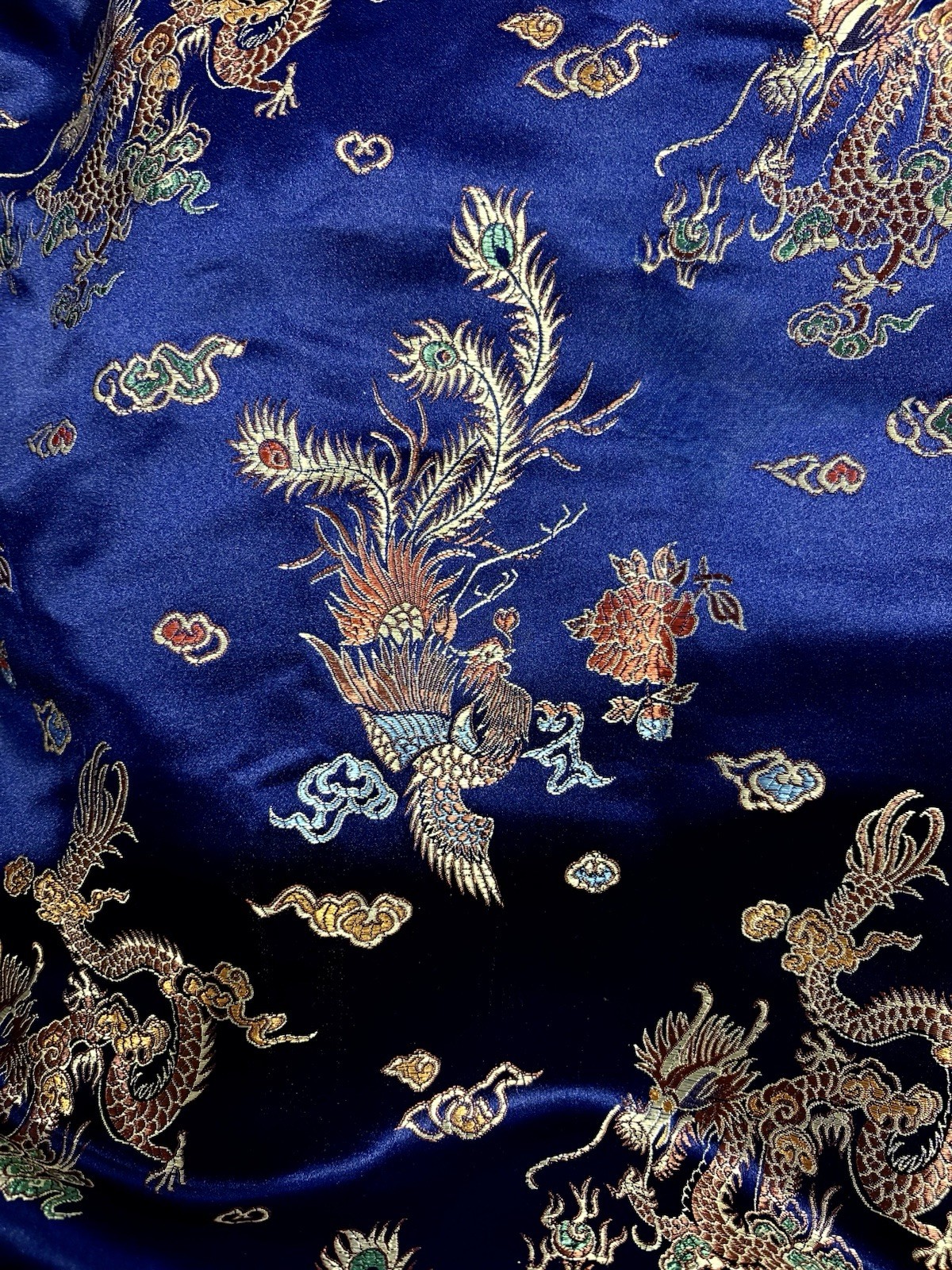 Silk Brocade Dragons SMR Dress Womens 10 US 40 EU Costume Vintage Side Slit Blue