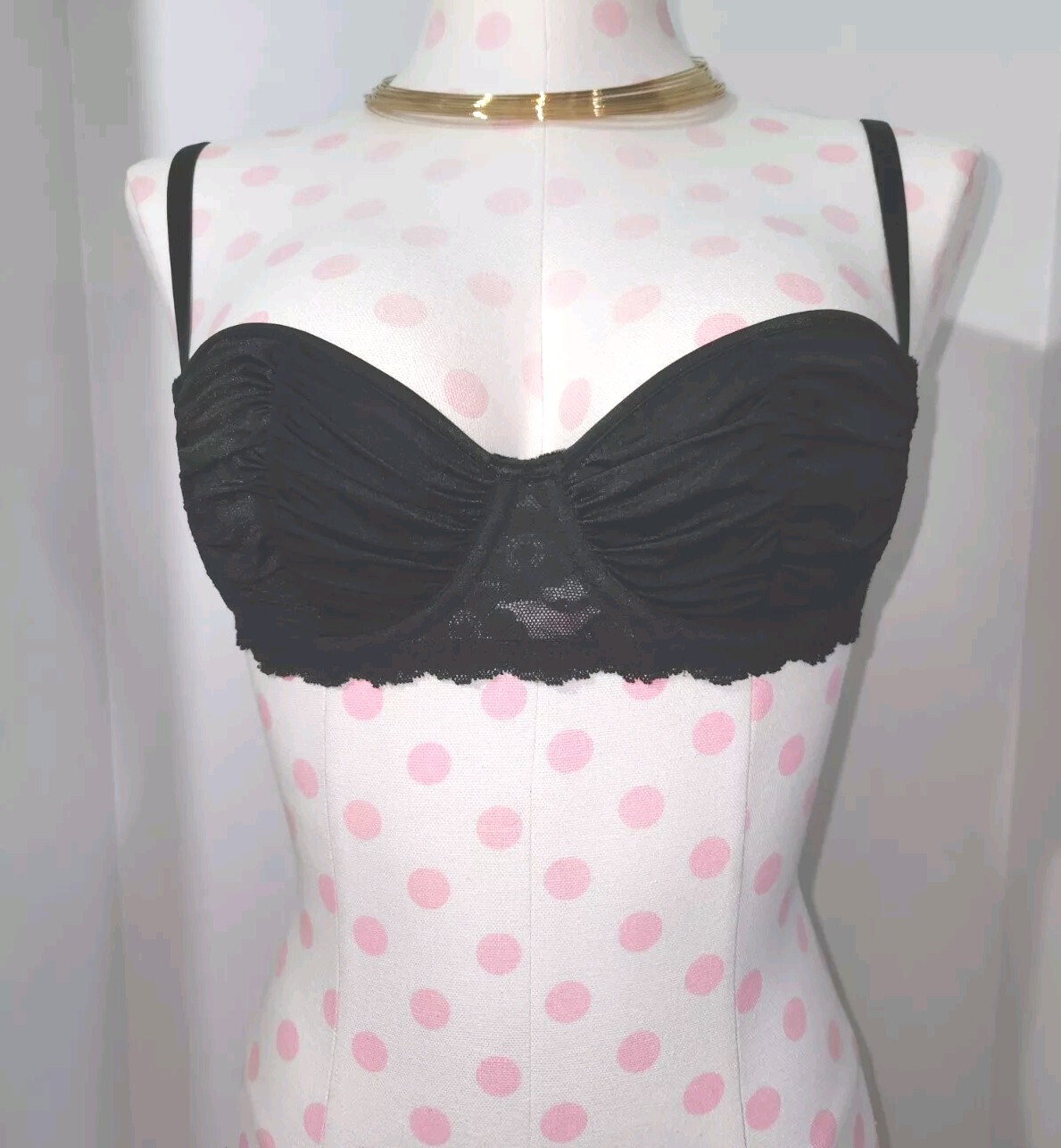 Vintage Victoria’s Secret Gold Label Black Lace / Satiny -34B EXC -70817