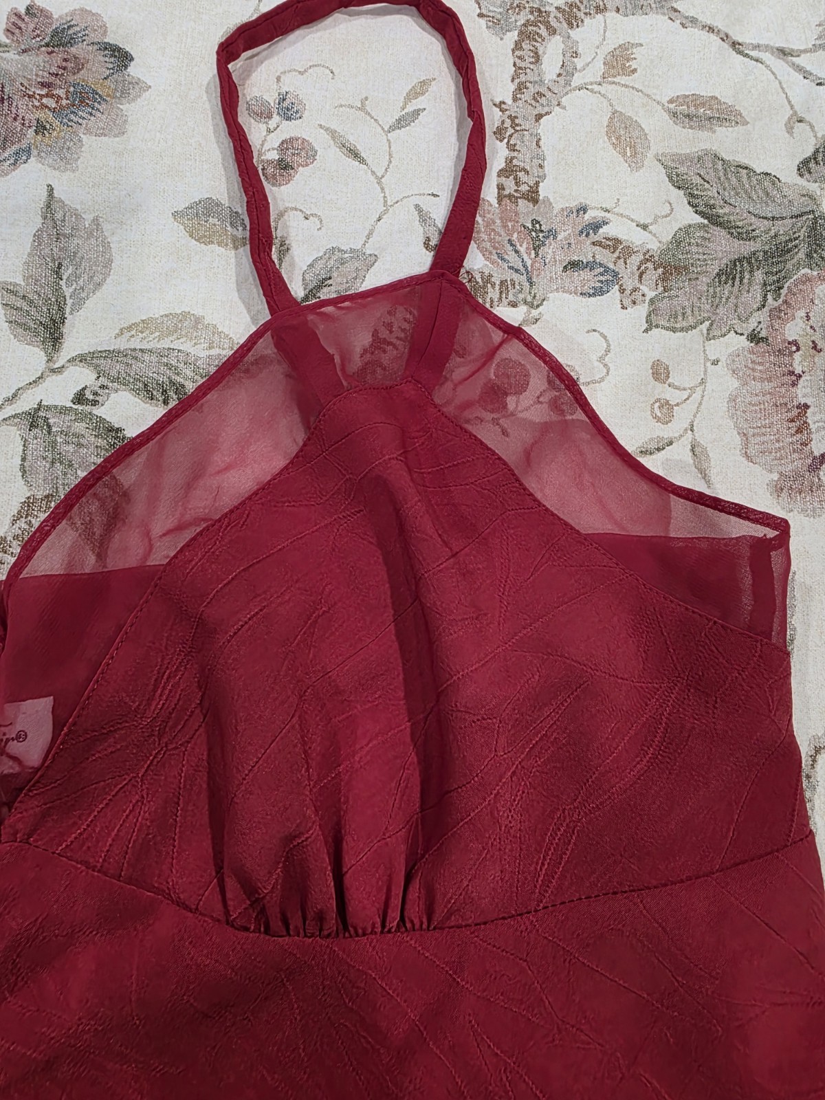 Vintage Vanity Fair Red Camisole Slip Skirt 2 Piece Set Sheer Trim Sz 38 Medium