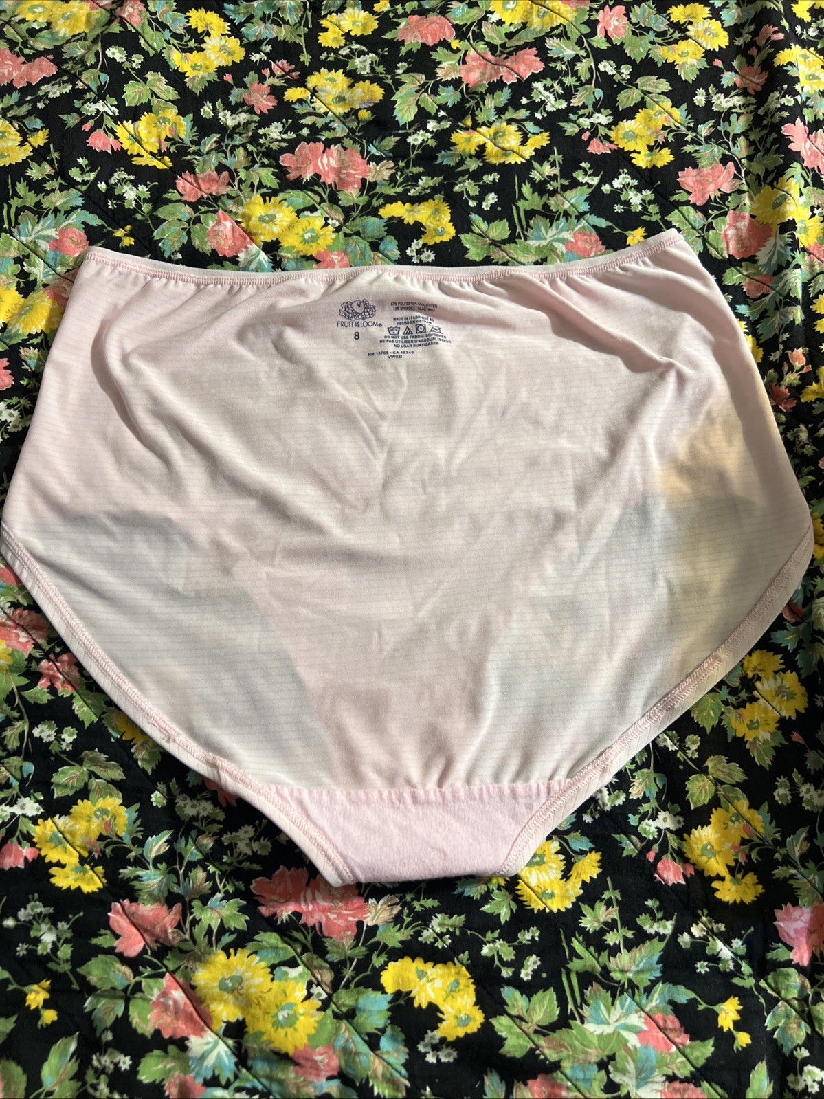 Fruit Of The Loom Nylon Panties Pink Silky Shiny Striped Granny Sz 8 NWOT