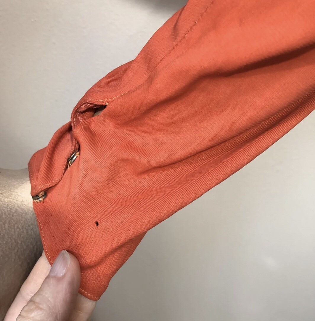 VTG 1940s OLD HOLLYWOOD Glam Coral RAYON JERSEY DRAPED GOWN wSunburst DECO BEADS