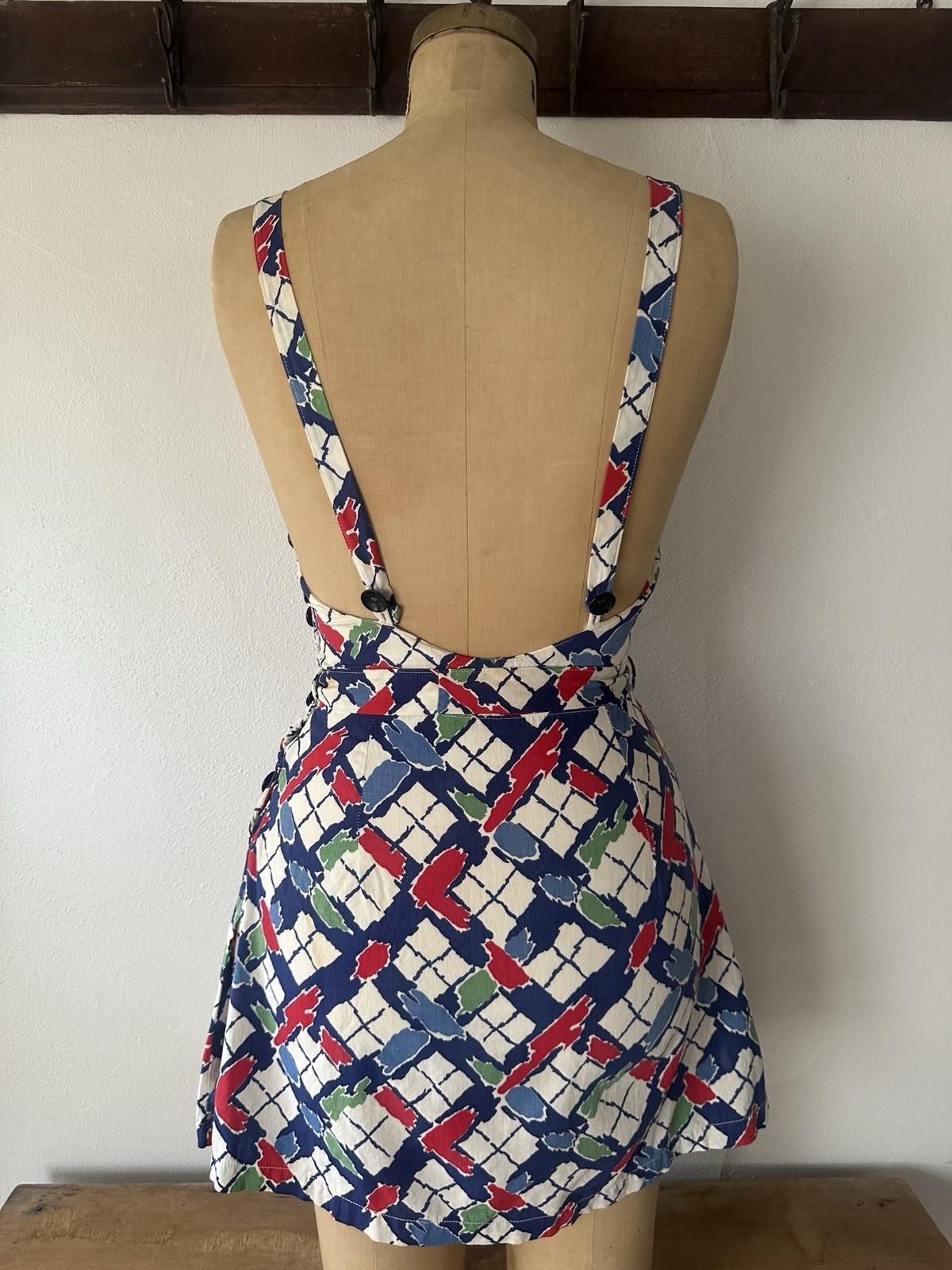 Vintage 1930s 40s Side Button Dress Beach Playsuit Women’s Size Small