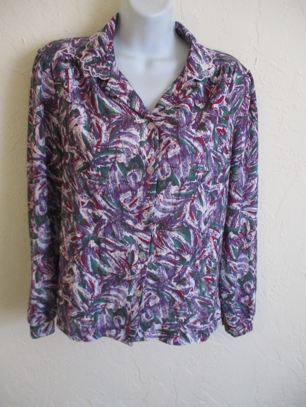 VTG 80’s Graff California Wear Shirt Size 12 Scalloped Peter Pan Collar Top