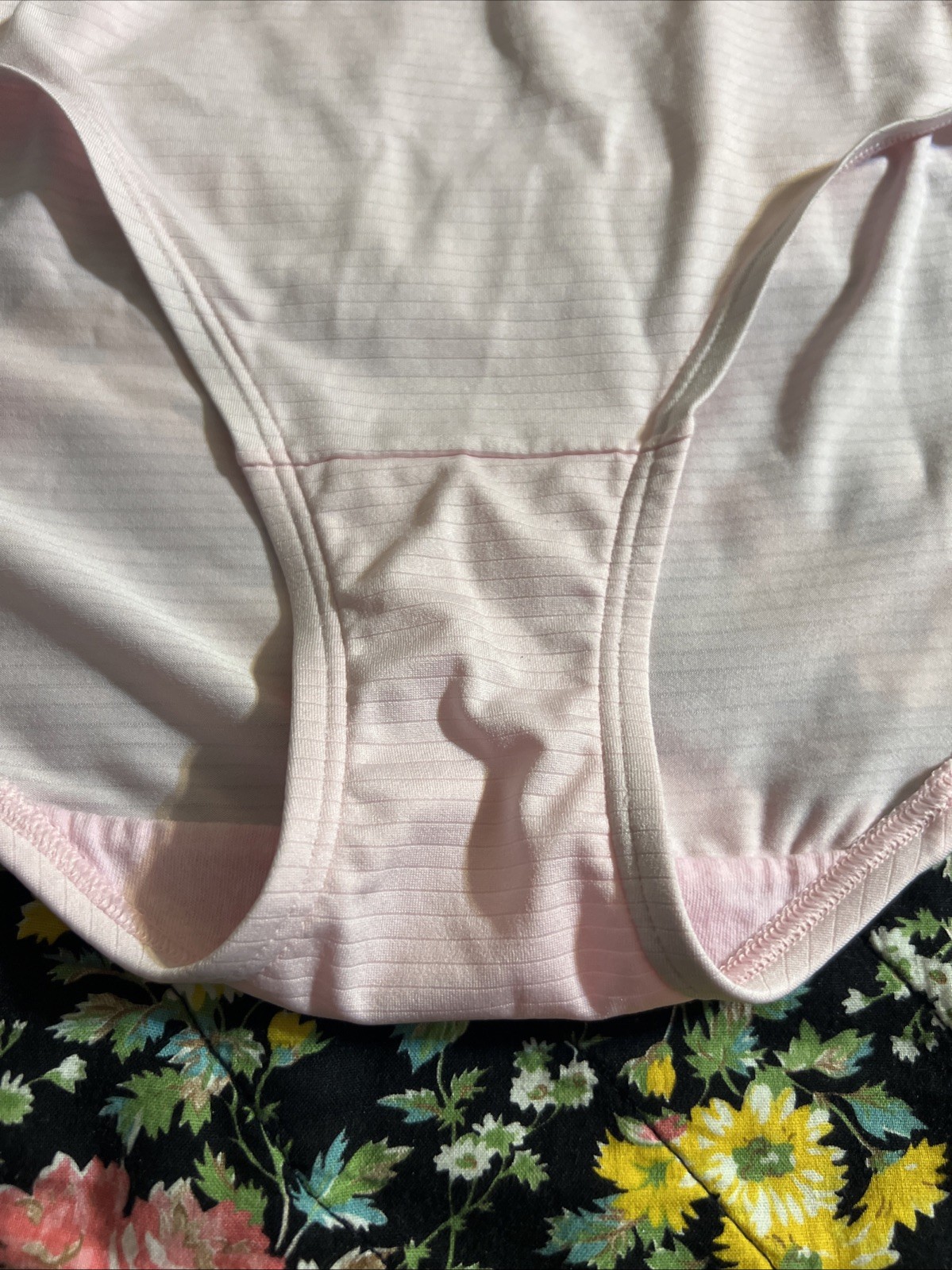 Fruit Of The Loom Nylon Panties Pink Silky Shiny Striped Granny Sz 8 NWOT