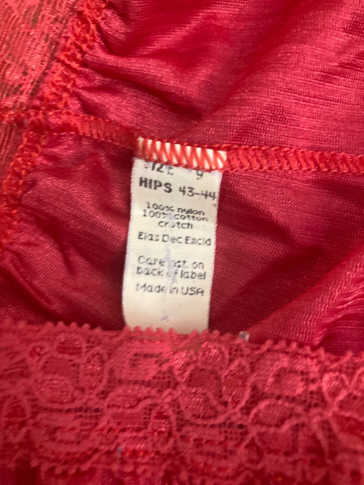 VTG Silky Nylon Panties Sissy Red Briefs Underwear Size 9 Hips 43-44