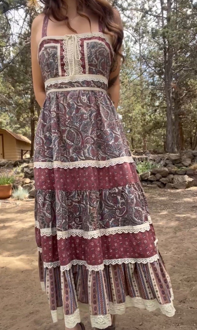 Rare Home Spun Size 13 Vintage Paisley Print Sundress with Pockets