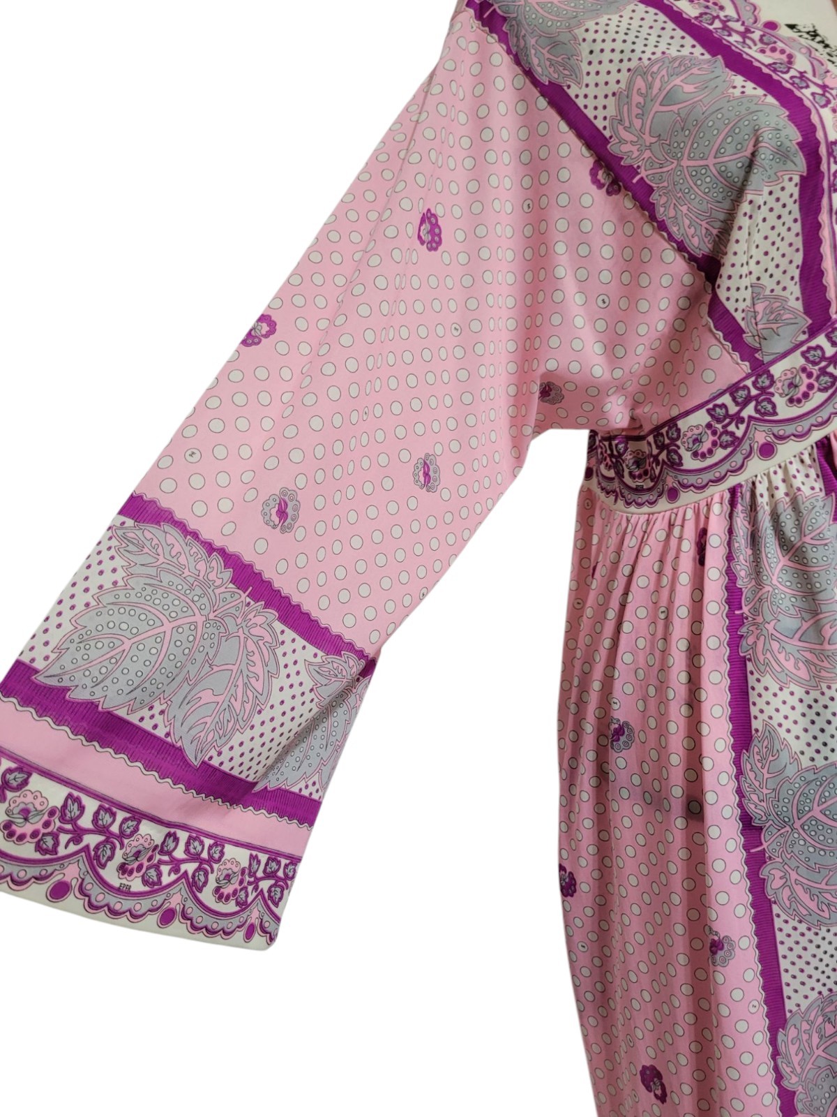 Vintage Emilio Pucci Formfit Rogers Pink Sheer Long Robe M Medium 14-16