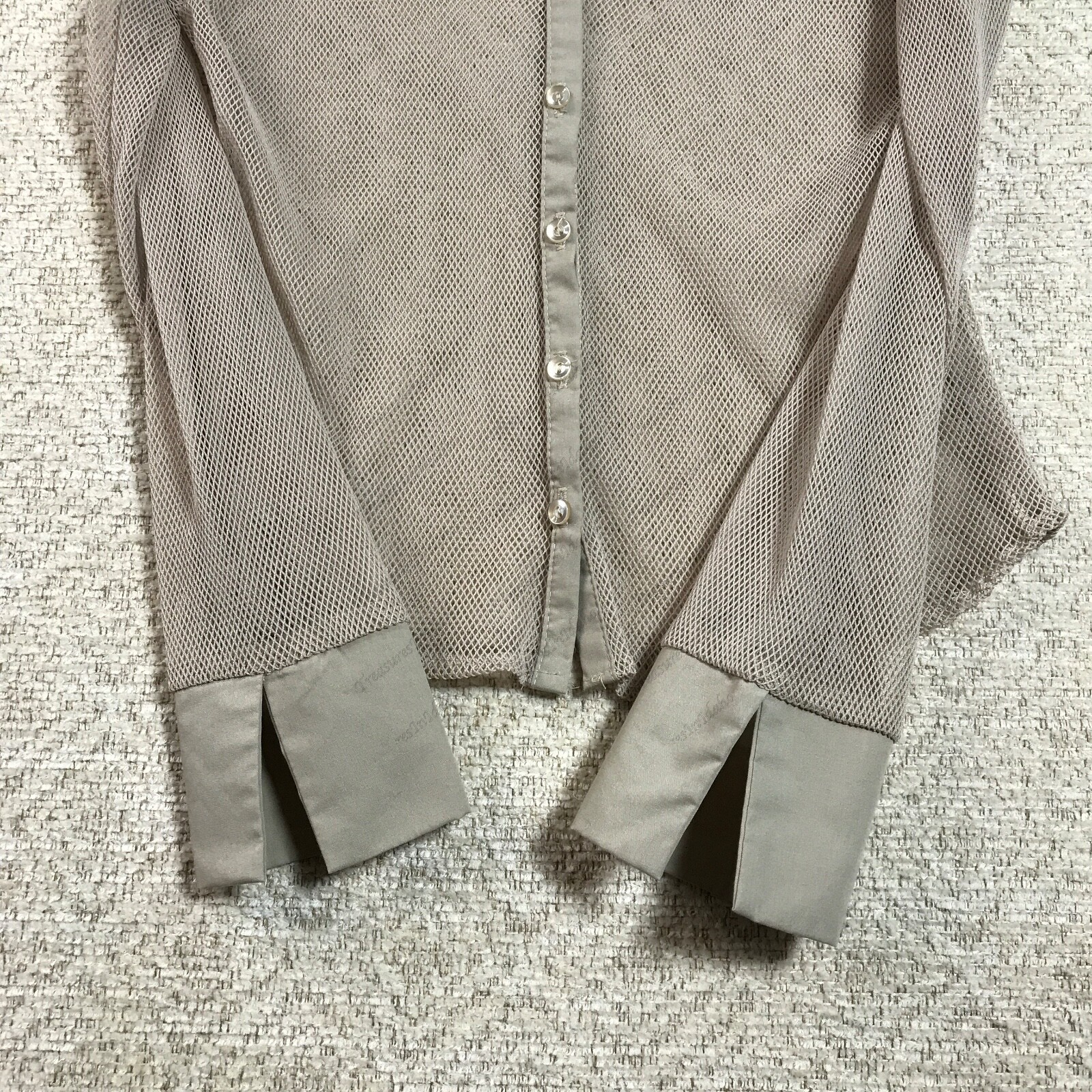 Vintage 90’s Sexy Rave Collared Fishnet Shirt w/ Cuffs Size S Top 100% Polyester