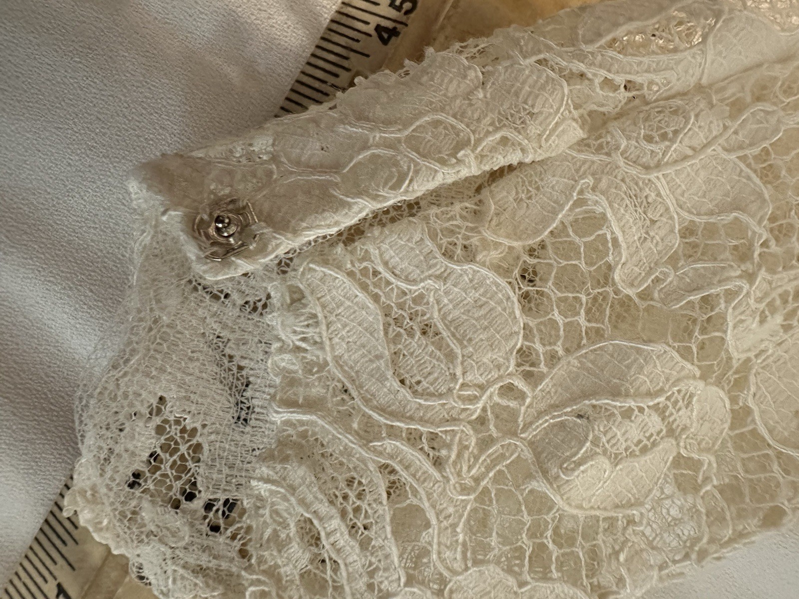 Vintage Column LONG SLEEVE BRIDE DRESS WEDDING GOWN Lace Train Small 603-50