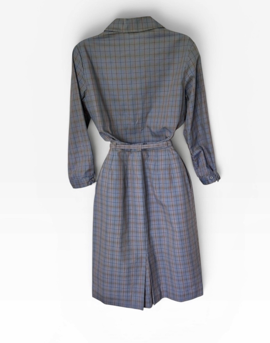 Vtg 1950s White Stag USA Plaid Shirtwaist Dress 38” Bust 23” Waist Blue Collar