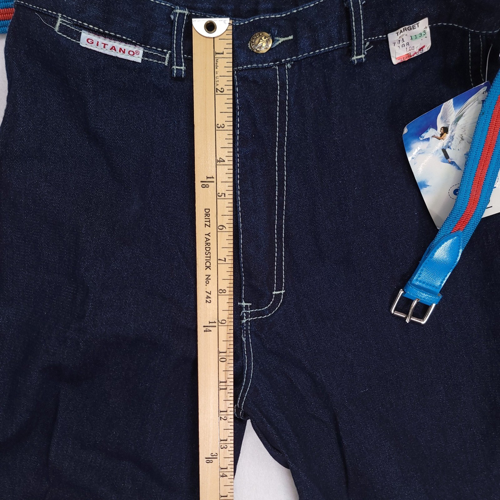 Vintage Gitano High Waisted Dark Wash Jeans with Belt Womens Size 12 Deadstock