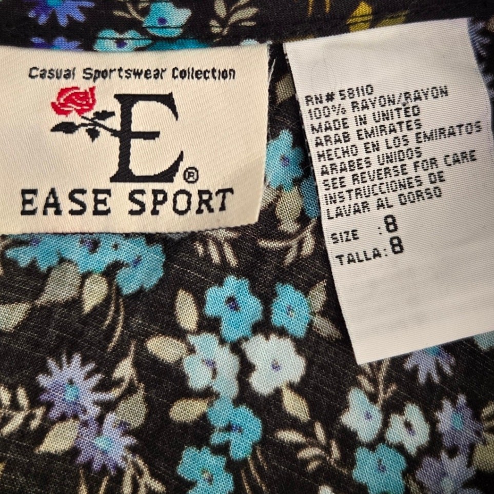 90s Vintage Y2K Whimsigoth Easy Sport Sleeveless Ditsy Floral Maxi Dress Size 8